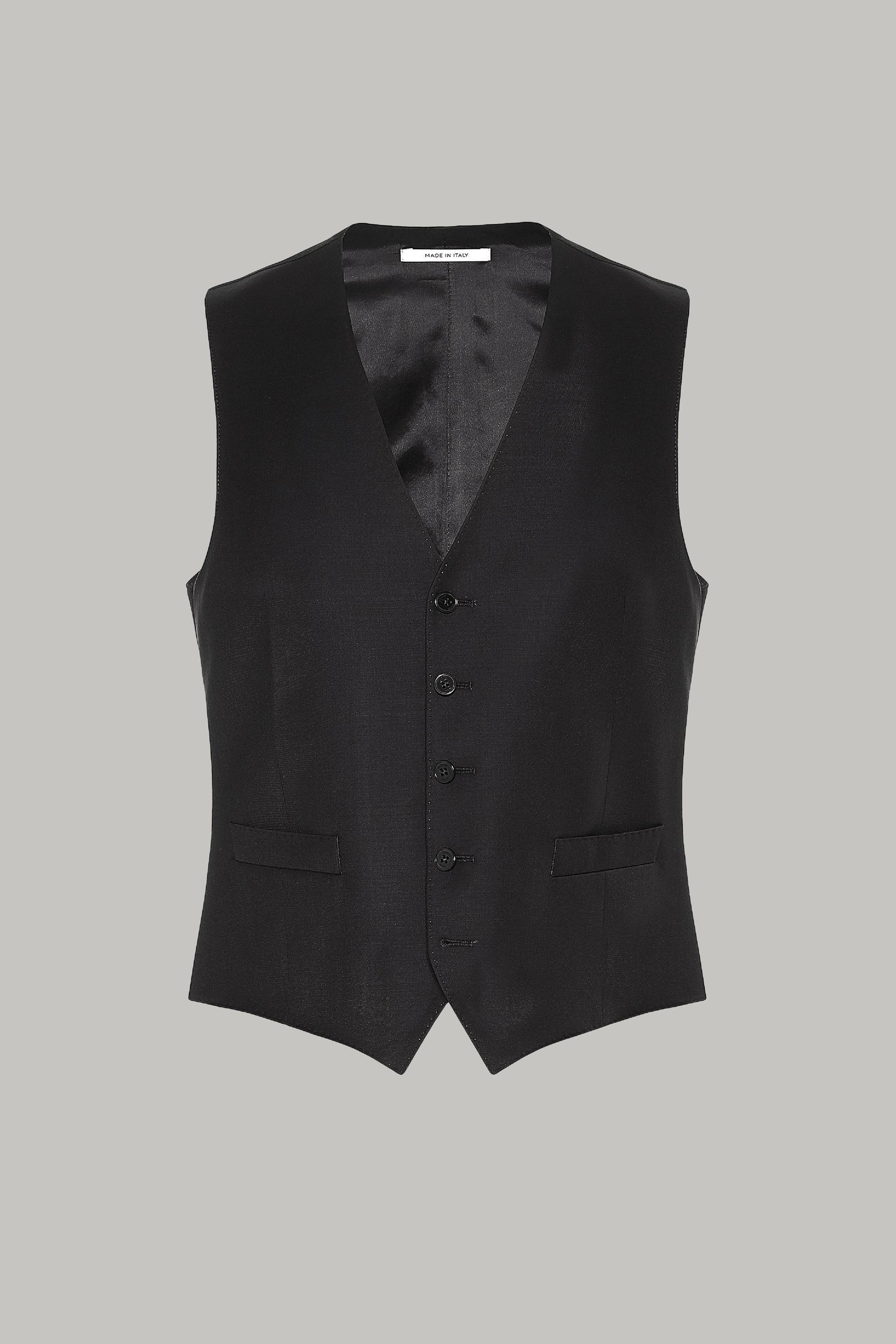 Black Wool Suit Waistcoat, , large image number 5