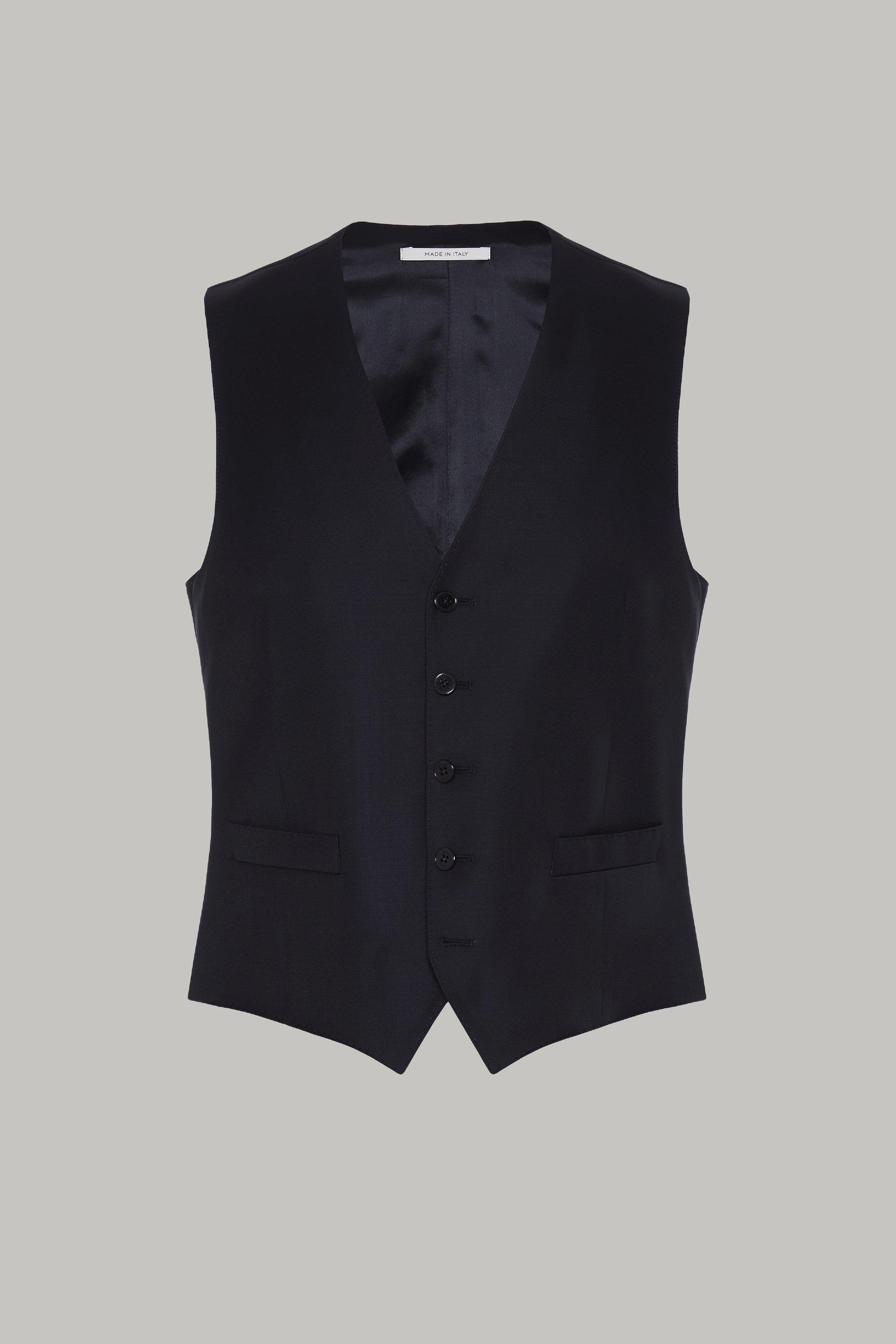 Navy Wool Suit Waistcoat, , large image number 6