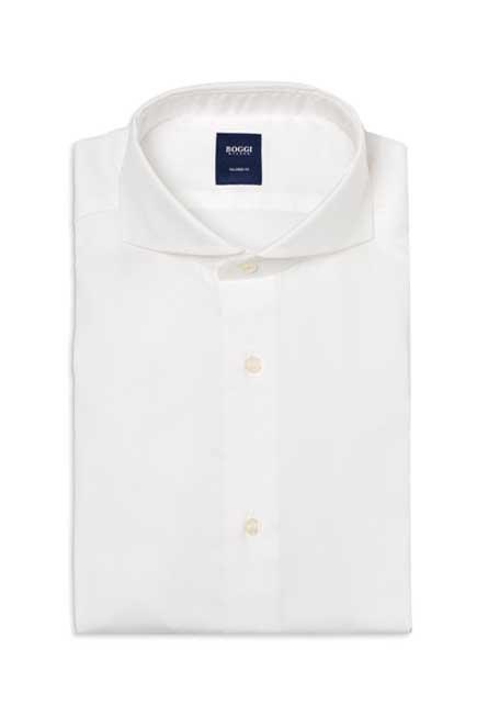 قميص قطن مع ياقة مقصوصة أبيض, White, medium