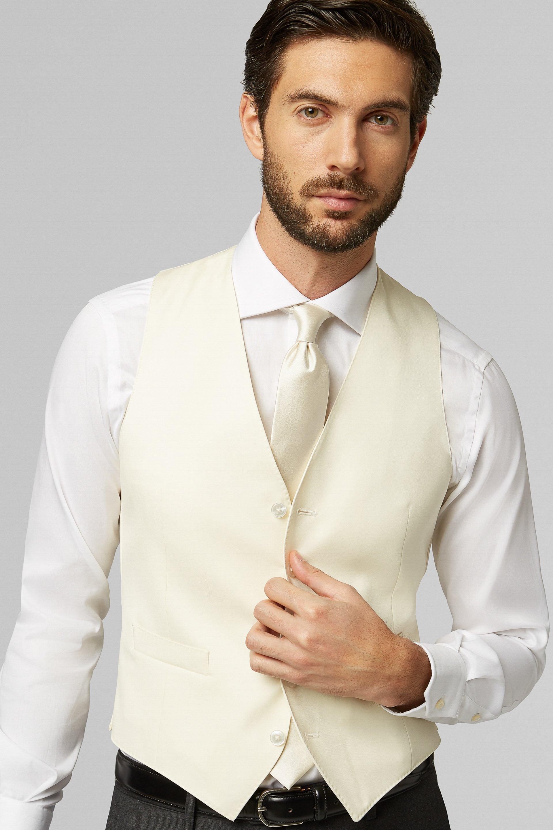 Cream Wool Waistcoat White, Cream, medium