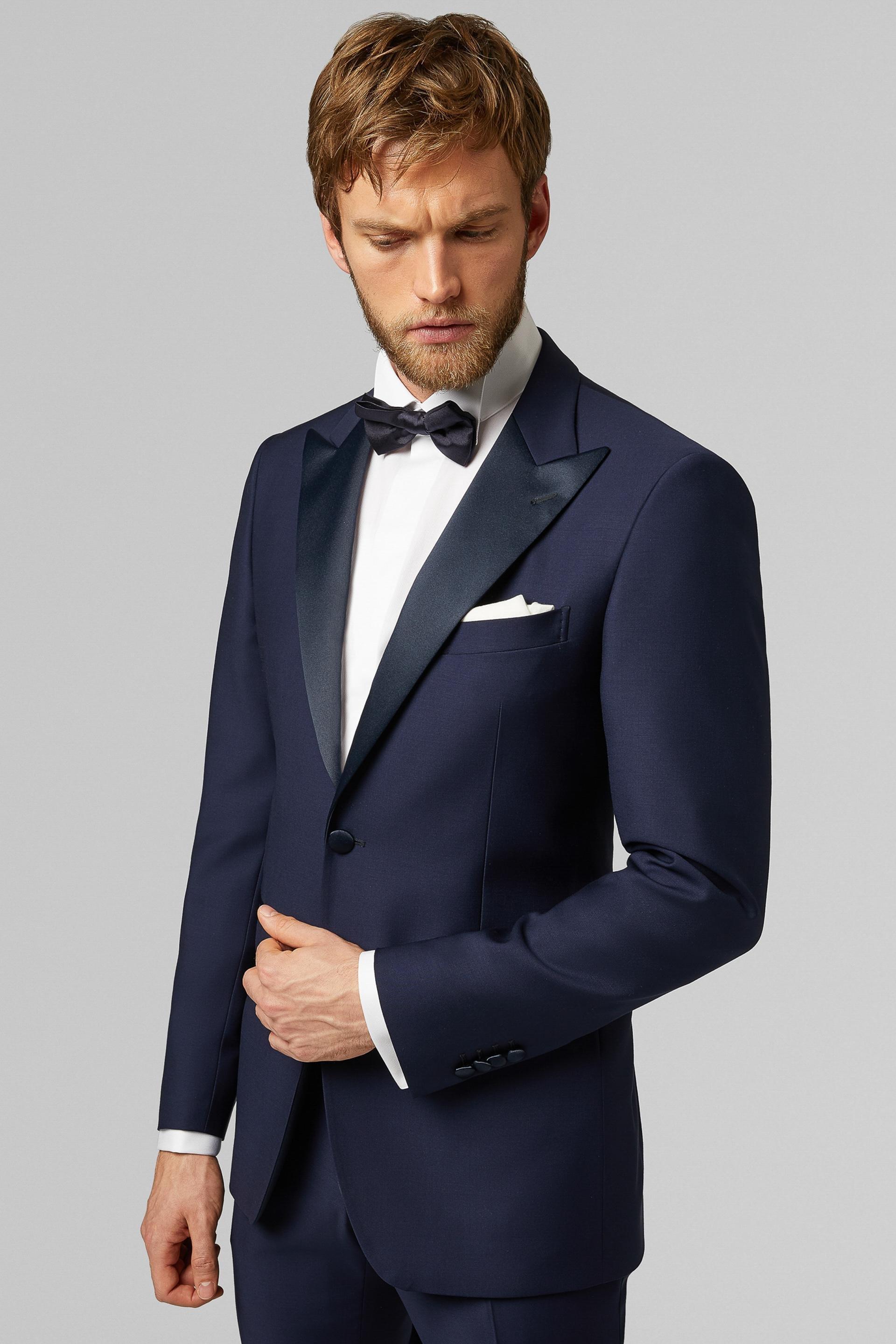 Navy Peak Lapels Slim Tuxedo, , large image number 0