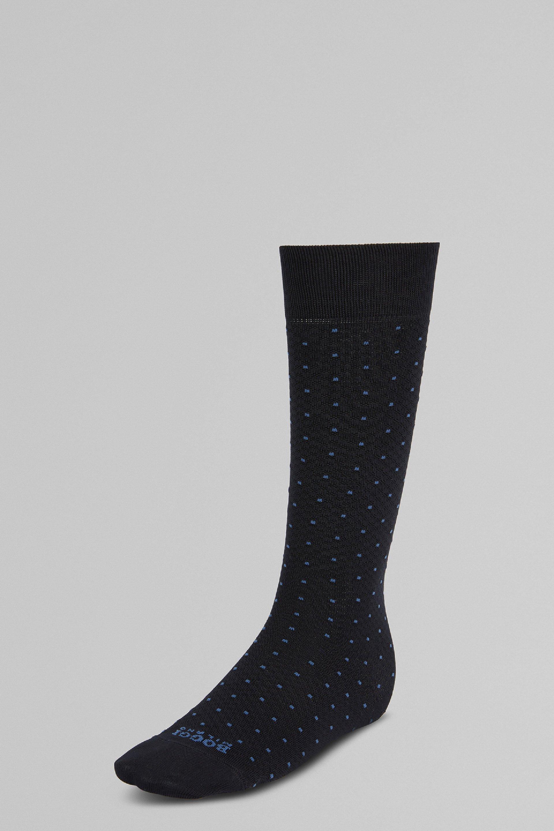 Navy Performance Yarn Polka Dot Socks, , medium