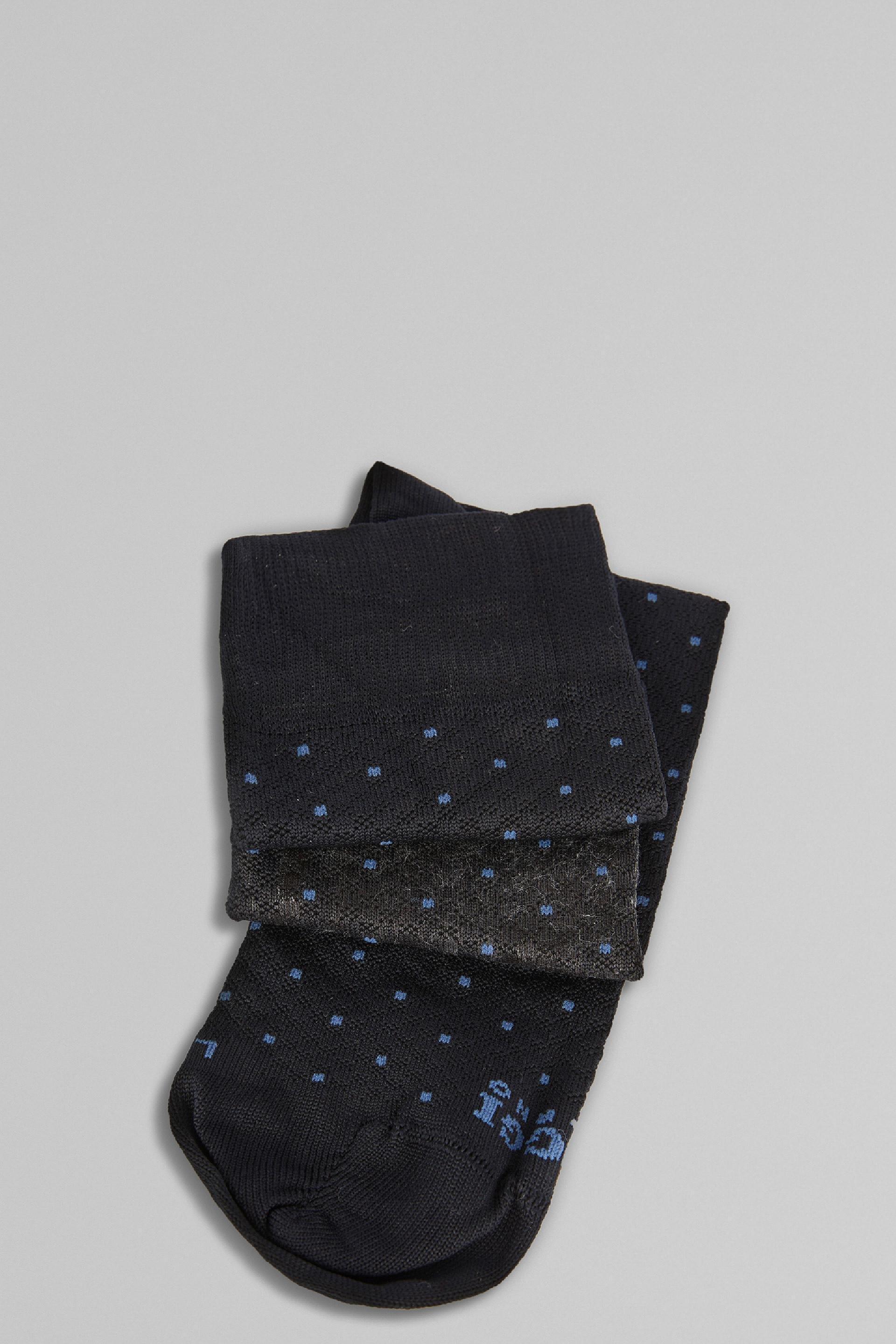 Navy Performance Yarn Polka Dot Socks, Navy blue, large image number 1