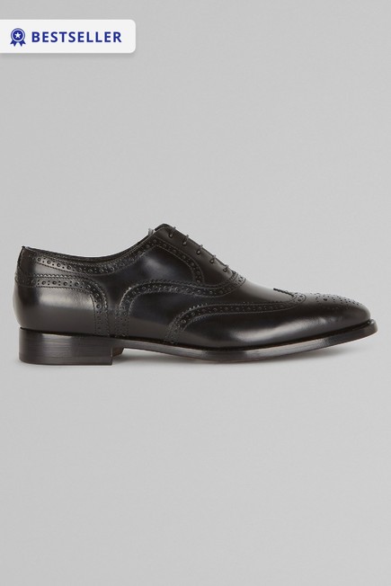 Boggi Milano - Black Brogued Leather Oxford Shoes