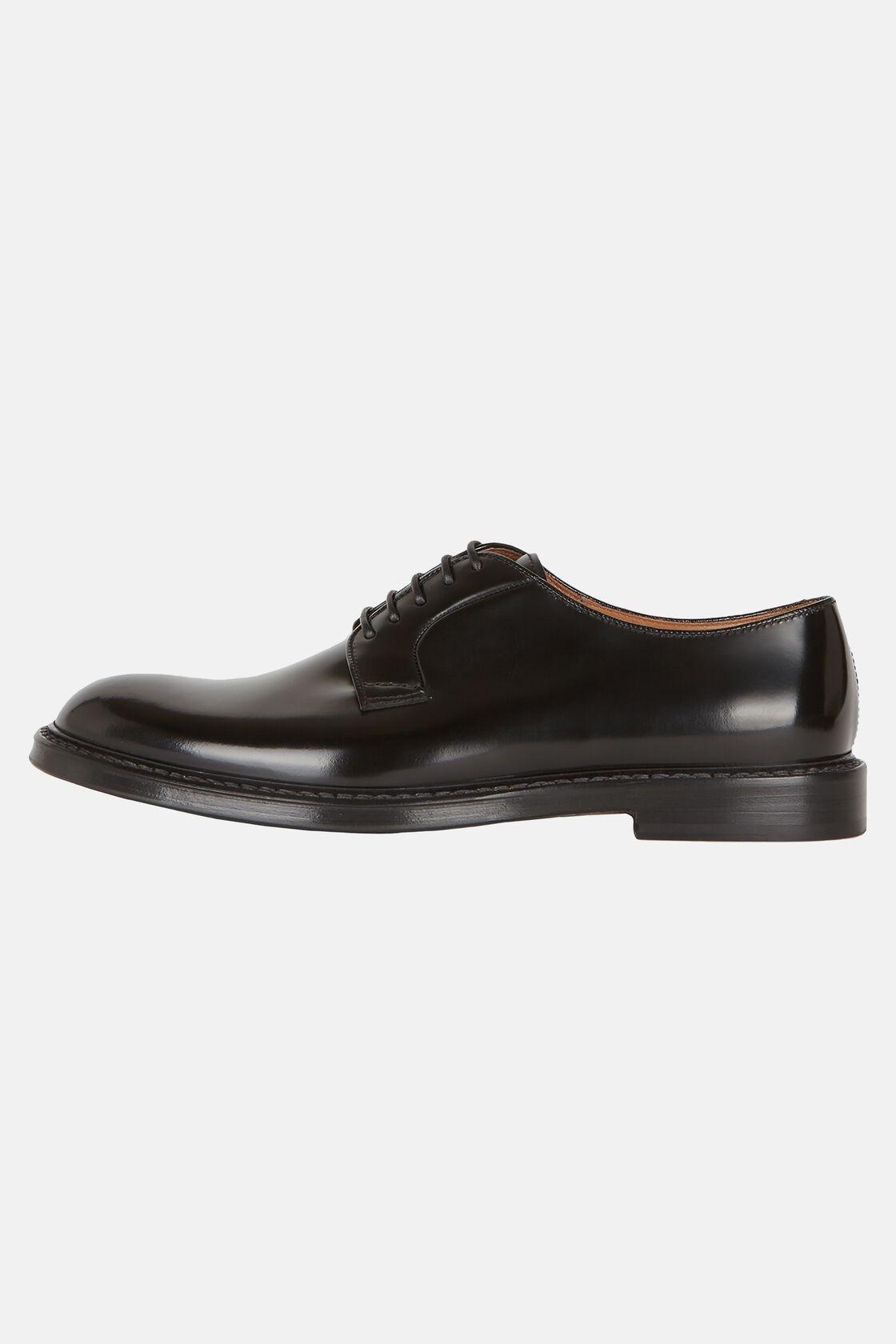 Black Leather Derby Shoes, , large image number 0