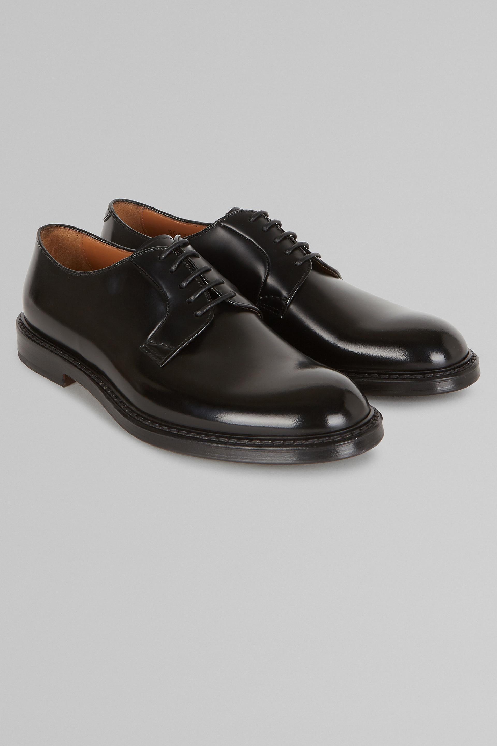 Black Leather Derby Shoes, , large image number 3