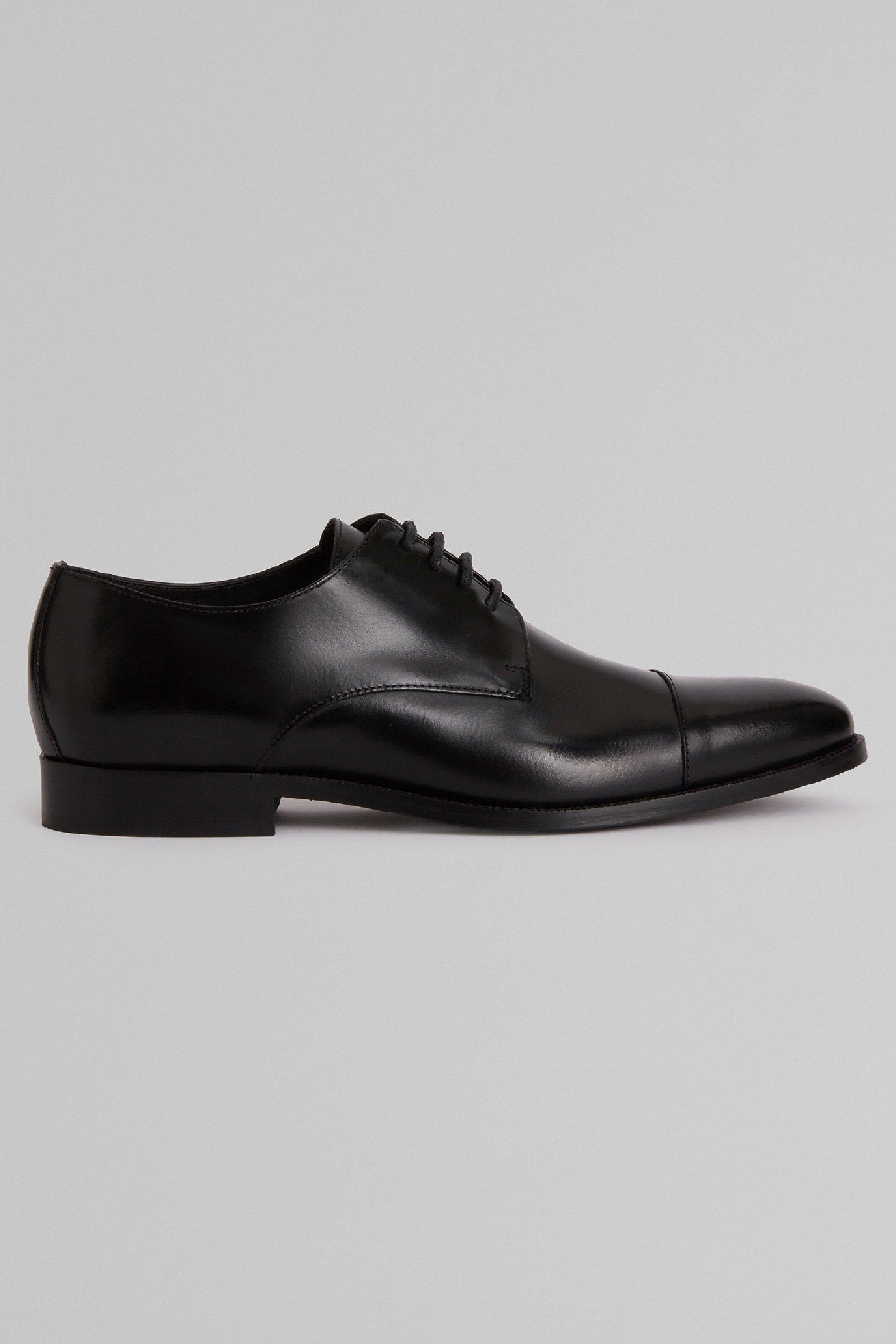 Black Leather Derby Shoes, , large image number 0