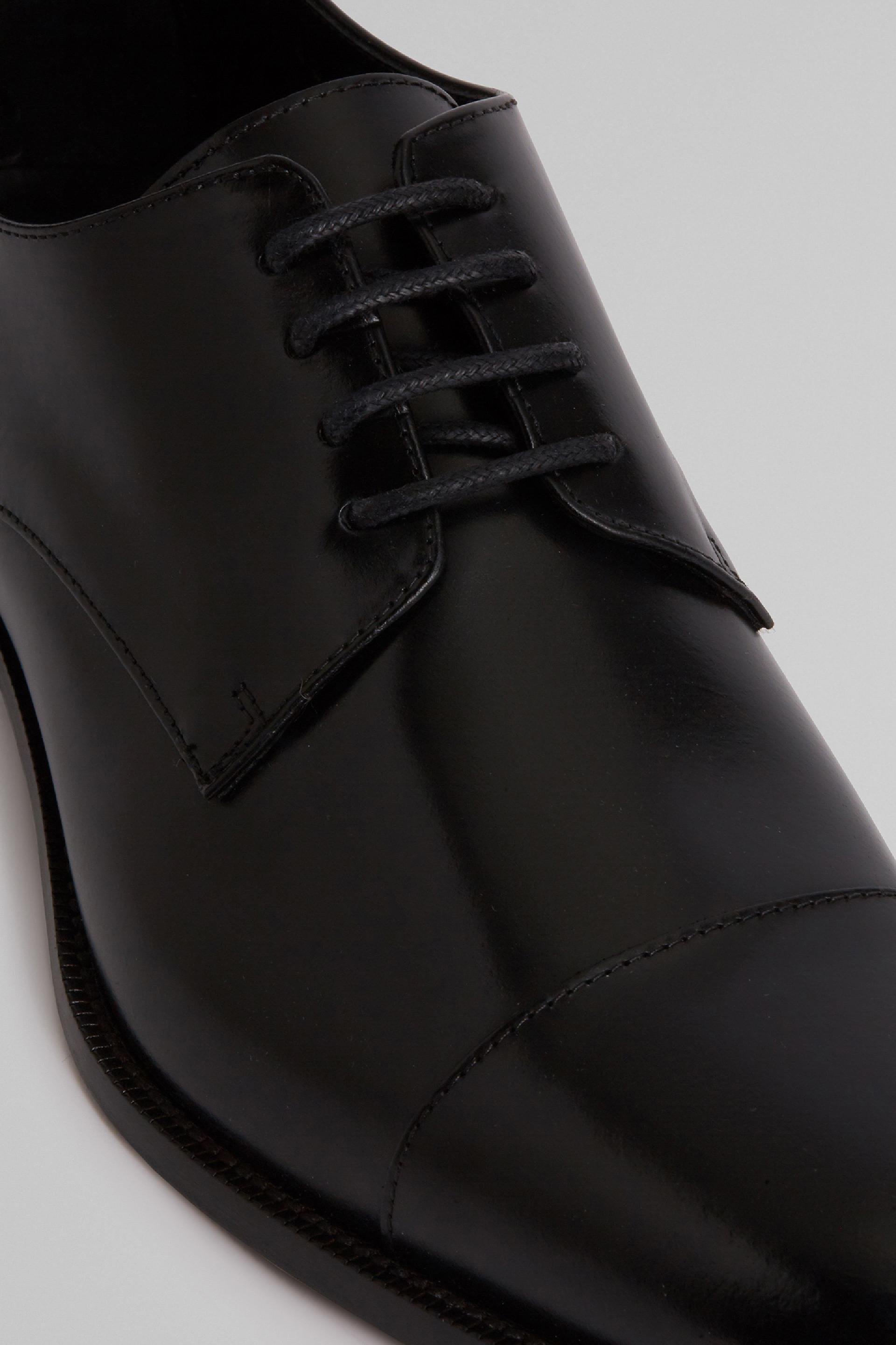 Black Leather Derby Shoes, , large image number 3