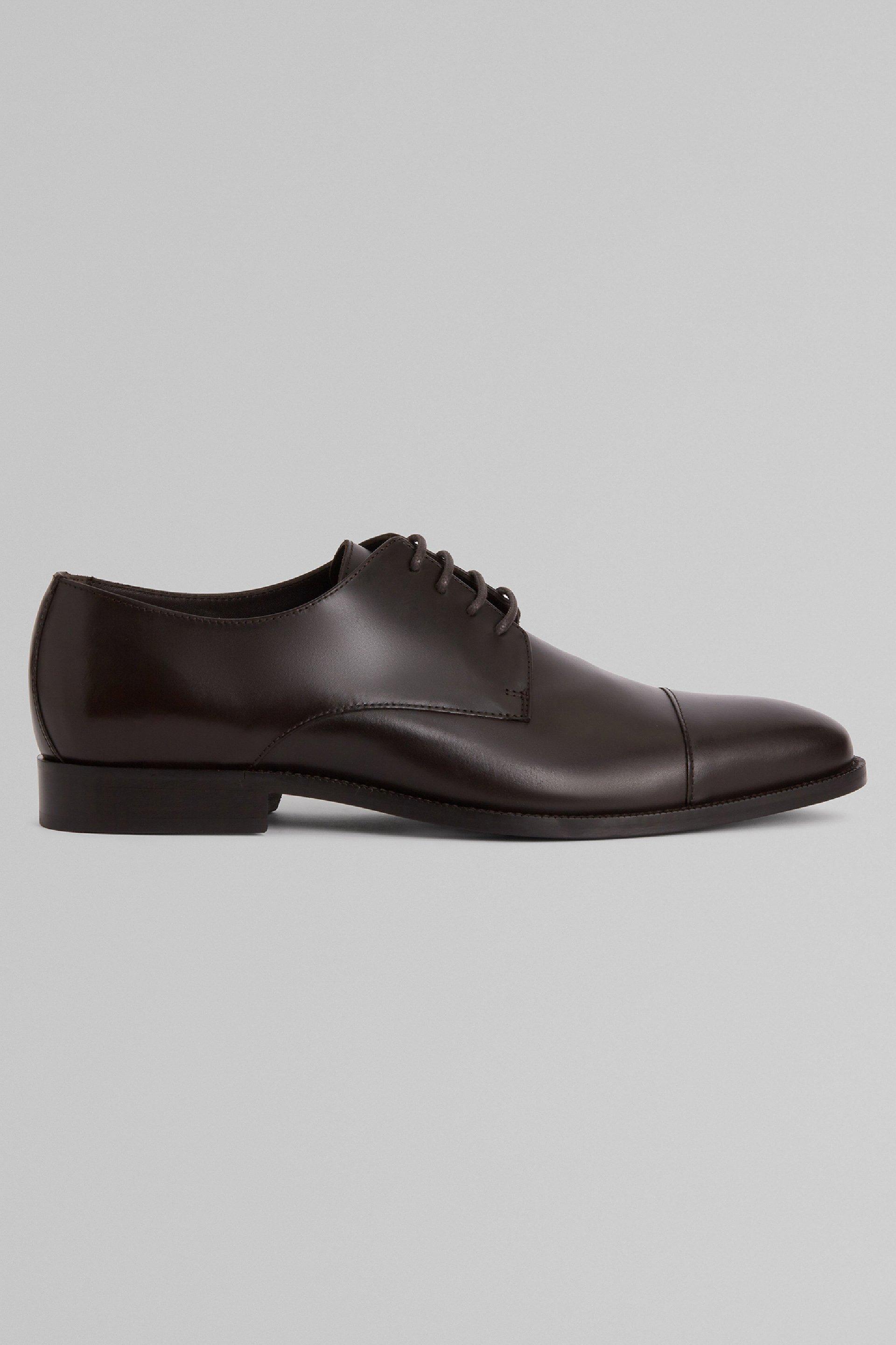 Leather Derby Shoes, Dark brown, medium