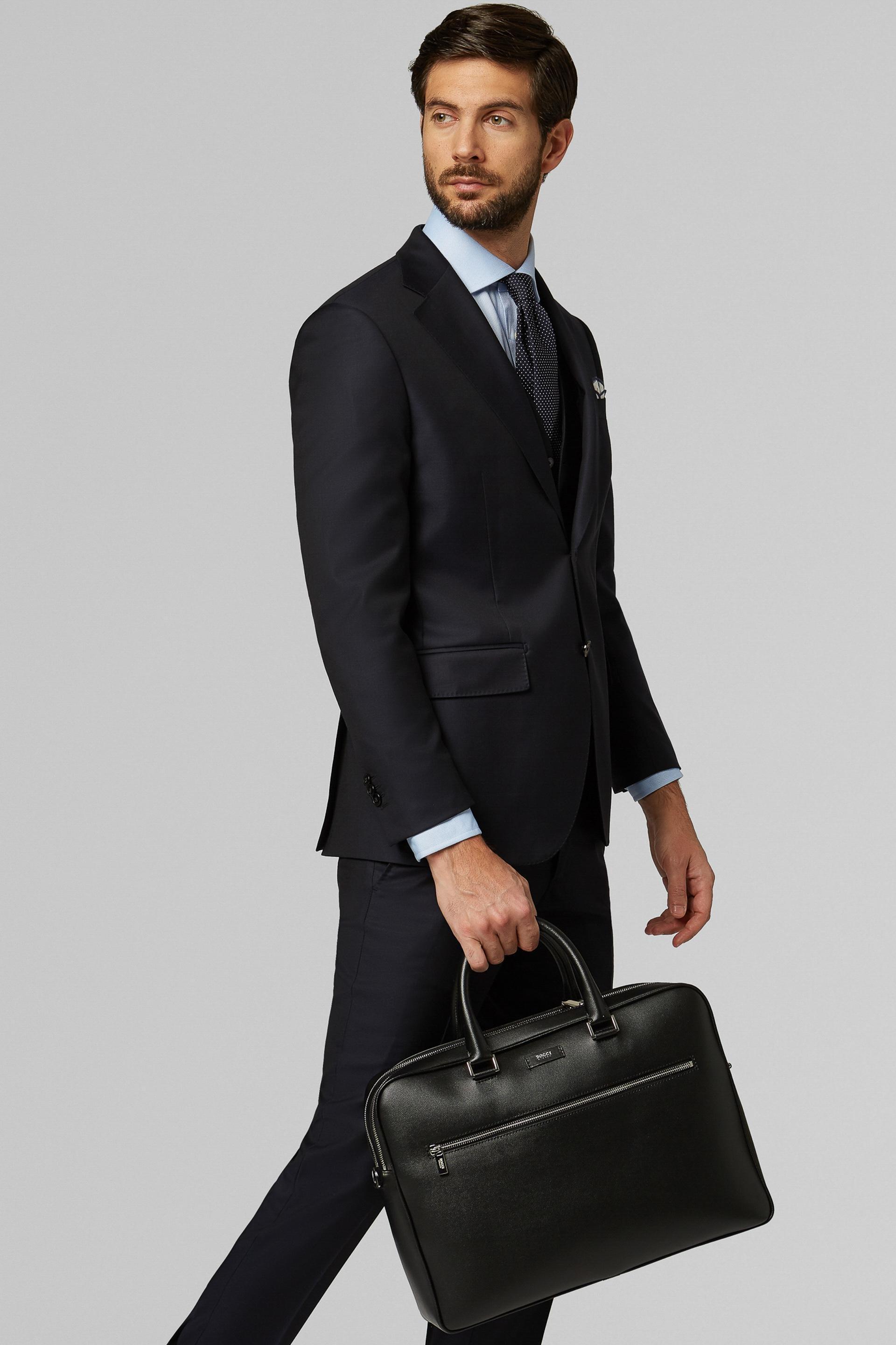 Black Caviar Leather Briefcase, Black, large image number 0