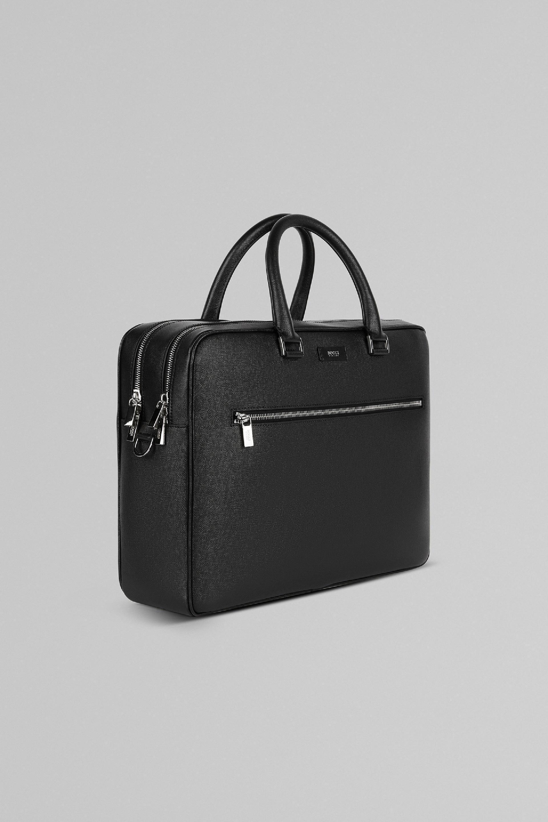 Black Caviar Leather Briefcase, Black, large image number 2