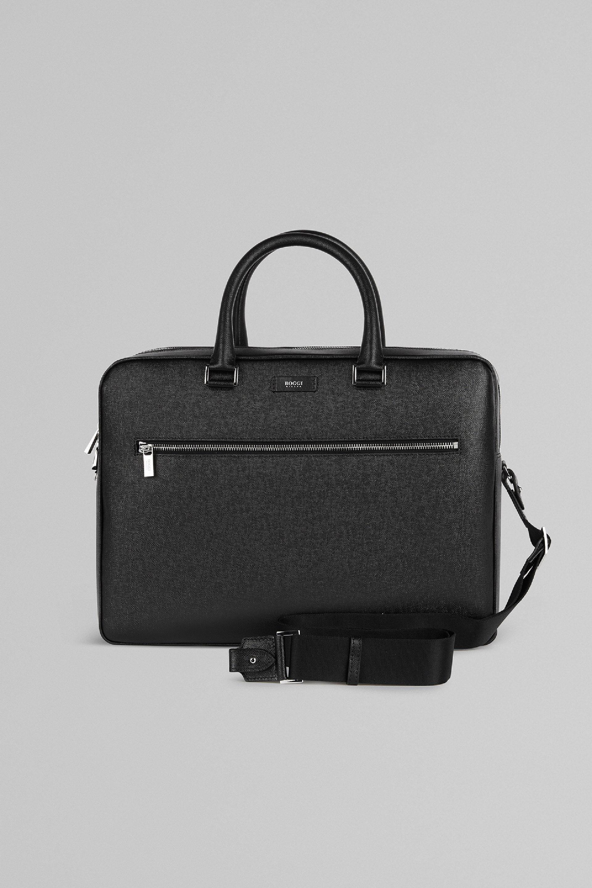 Black Caviar Leather Briefcase, Black, large image number 3