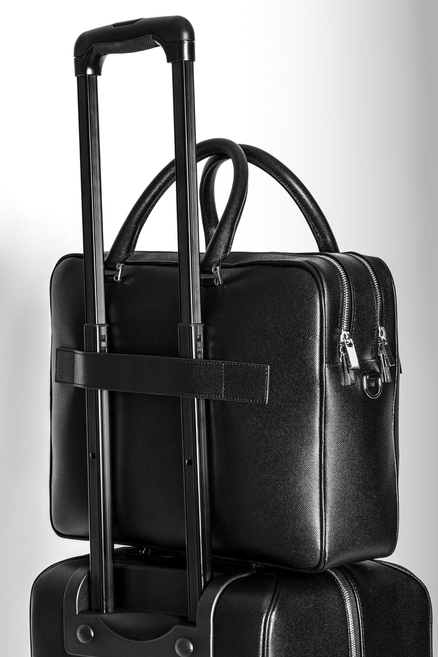 Black Caviar Leather Briefcase, Black, large image number 6