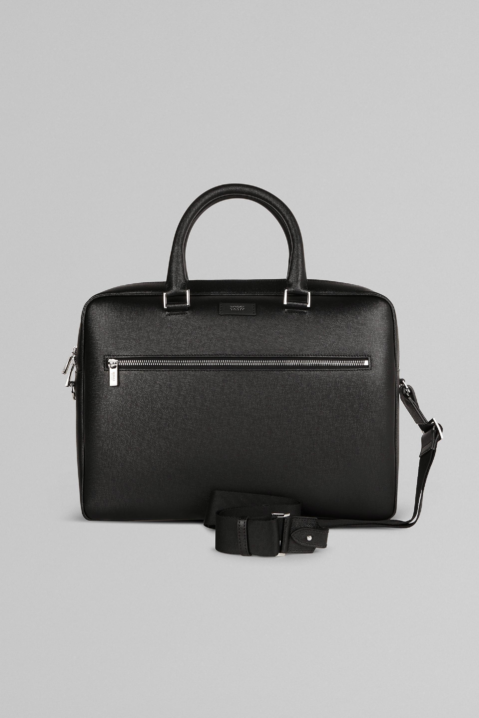 Black Caviar Leather Briefcase, Black, large image number 3