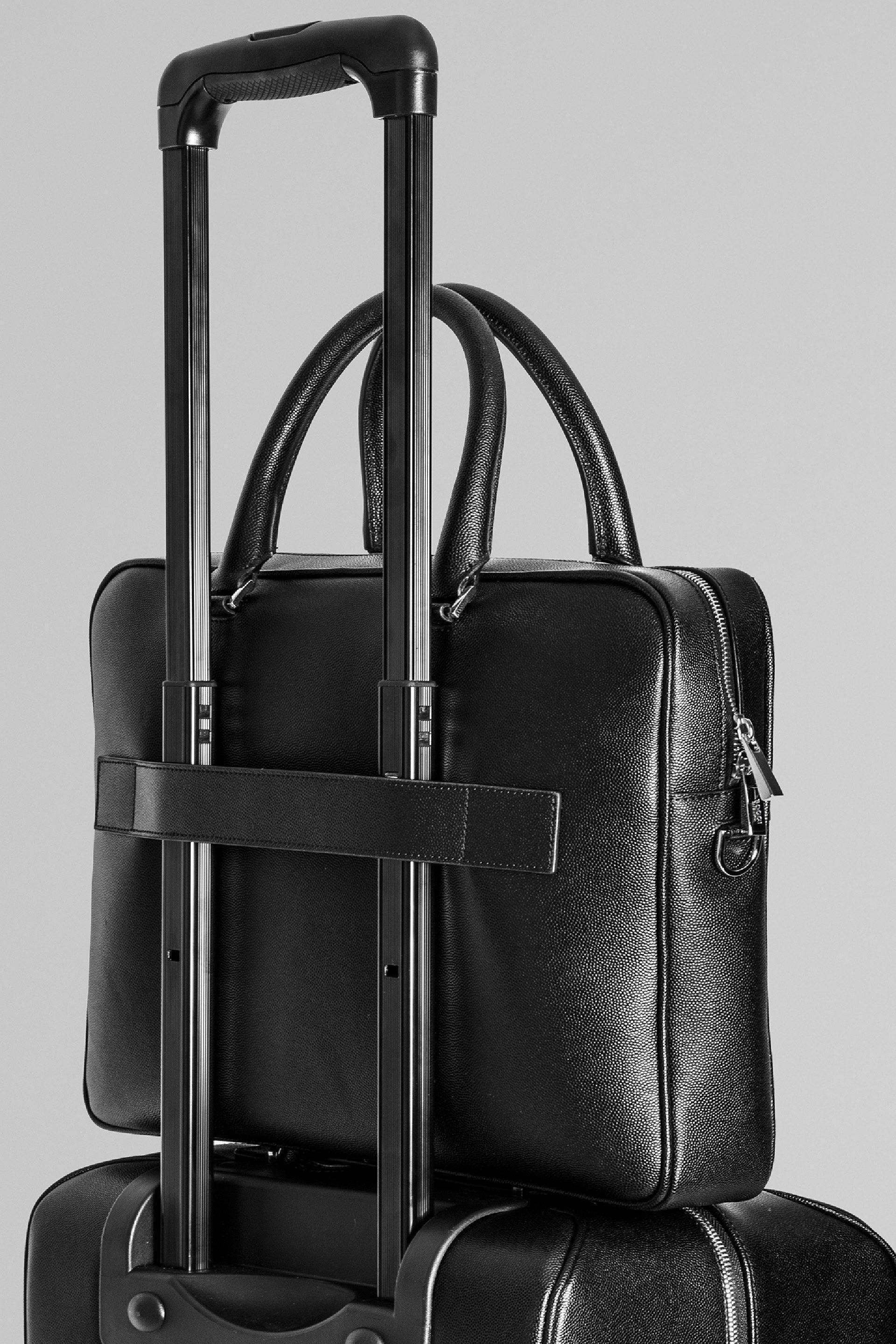 Black Caviar Leather Briefcase, Black, large image number 6