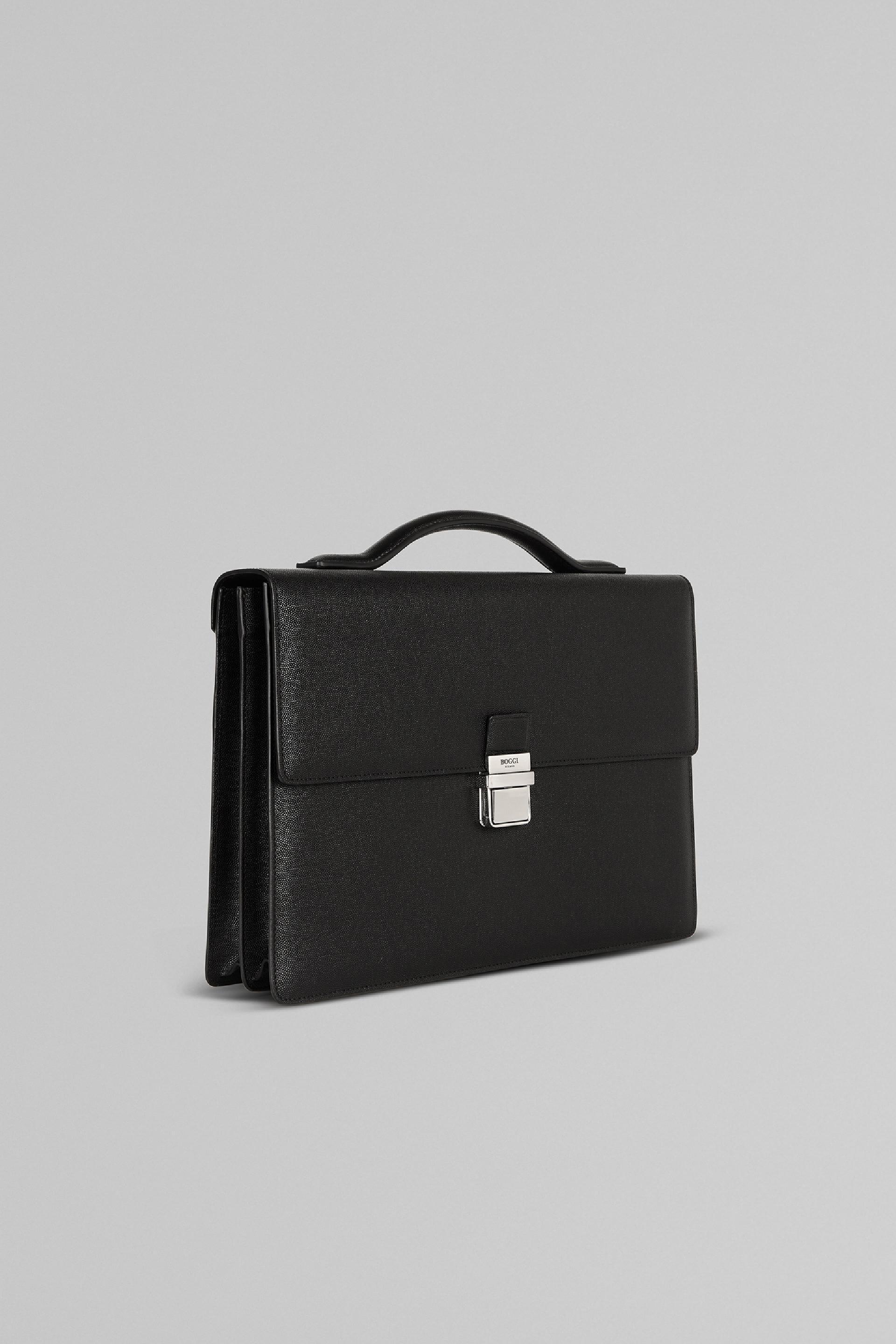 Black Caviar Leather Briefcase, Black, large image number 1