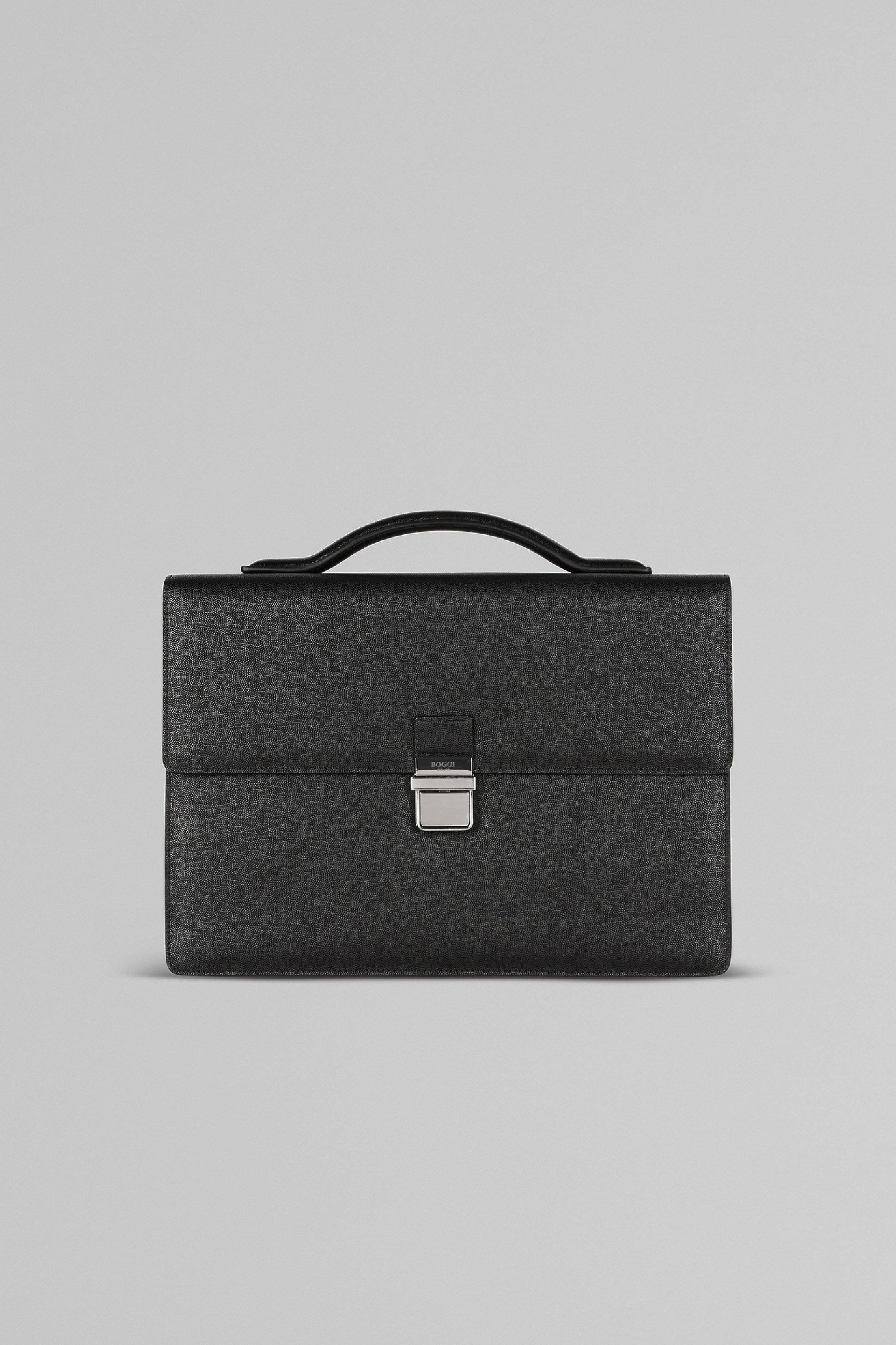Black Caviar Leather Briefcase, Black, large image number 2