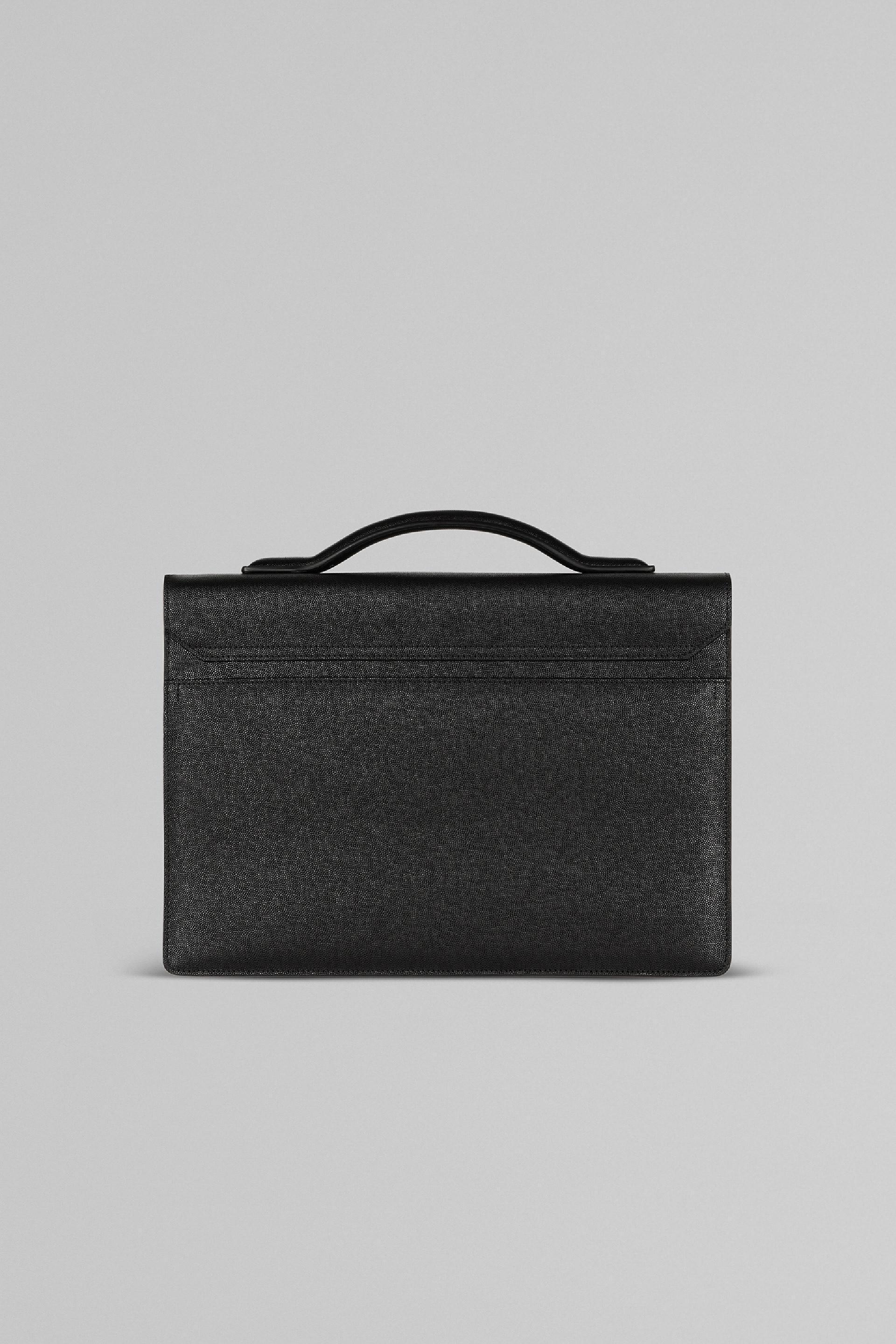 Black Caviar Leather Briefcase, Black, large image number 5