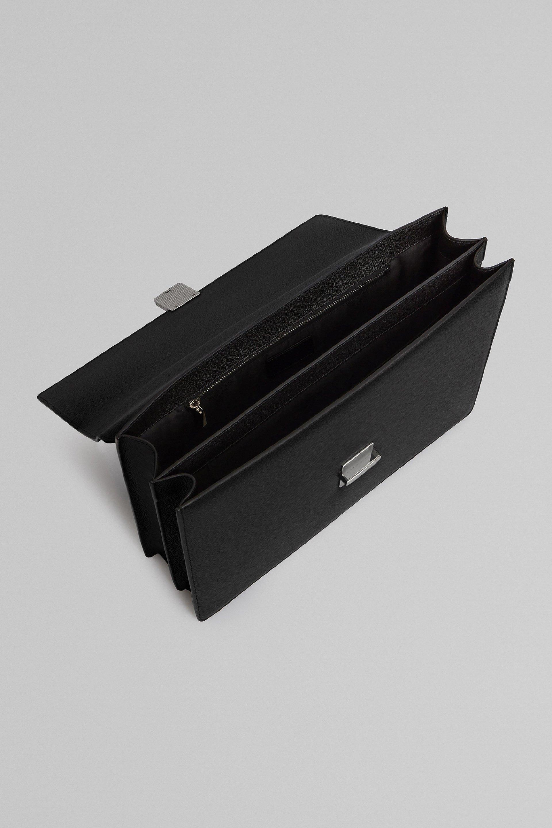 Black Caviar Leather Briefcase, Black, large image number 6