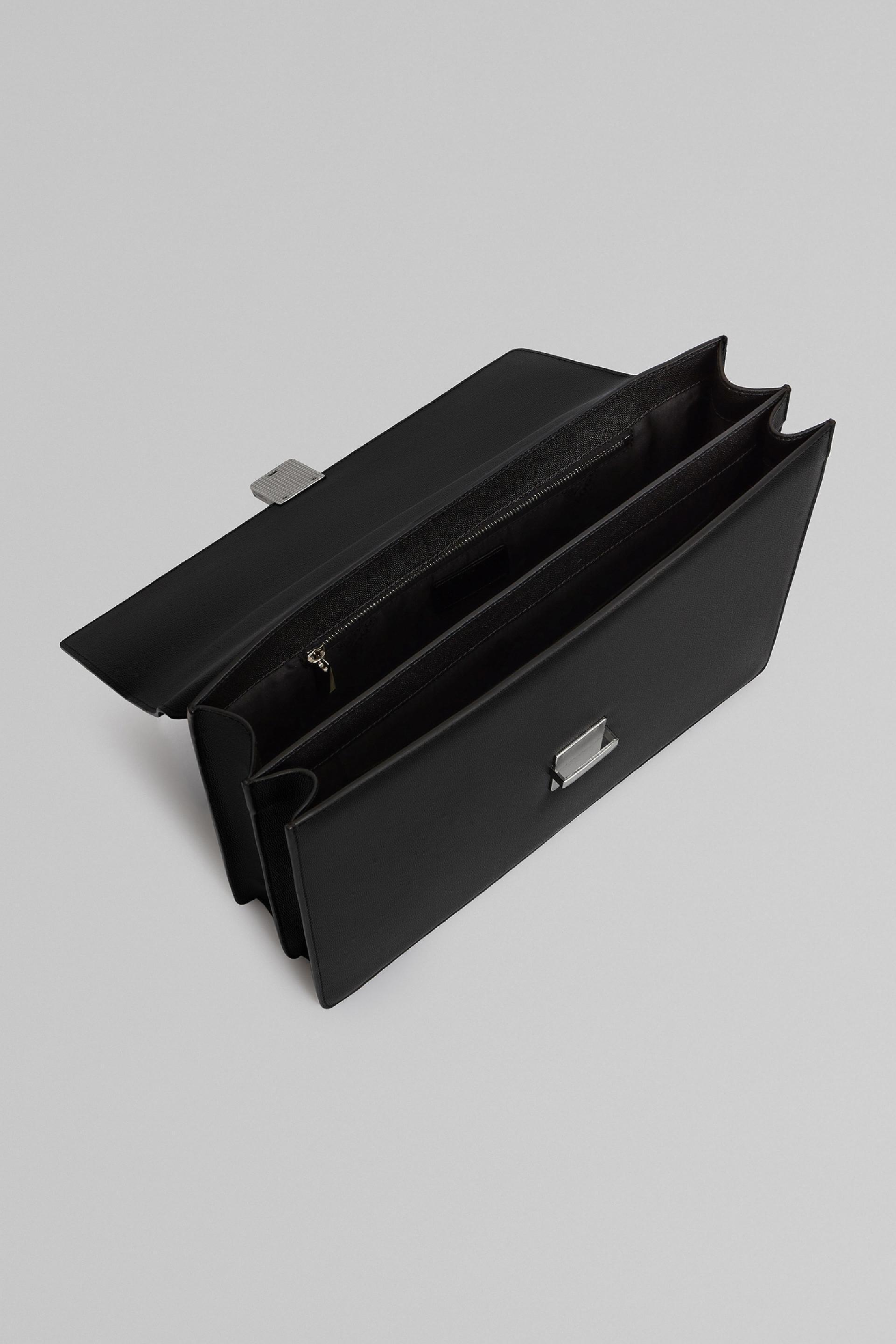Black Caviar Leather Briefcase, Black, large image number 11