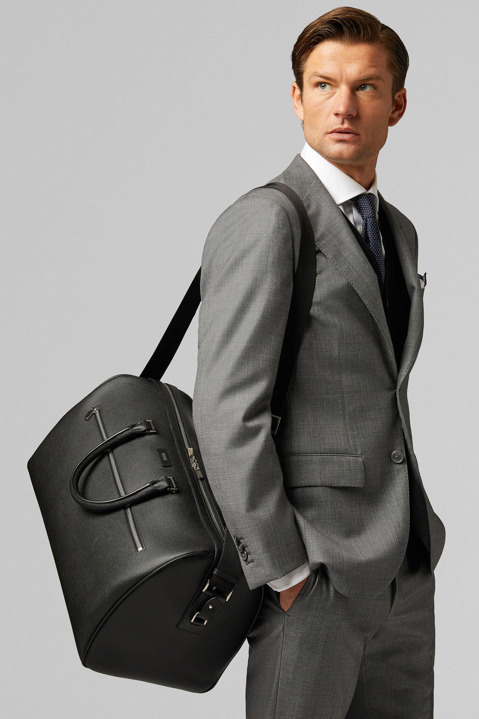 Black Caviar Leather Travel Bag, Black, large image number 0