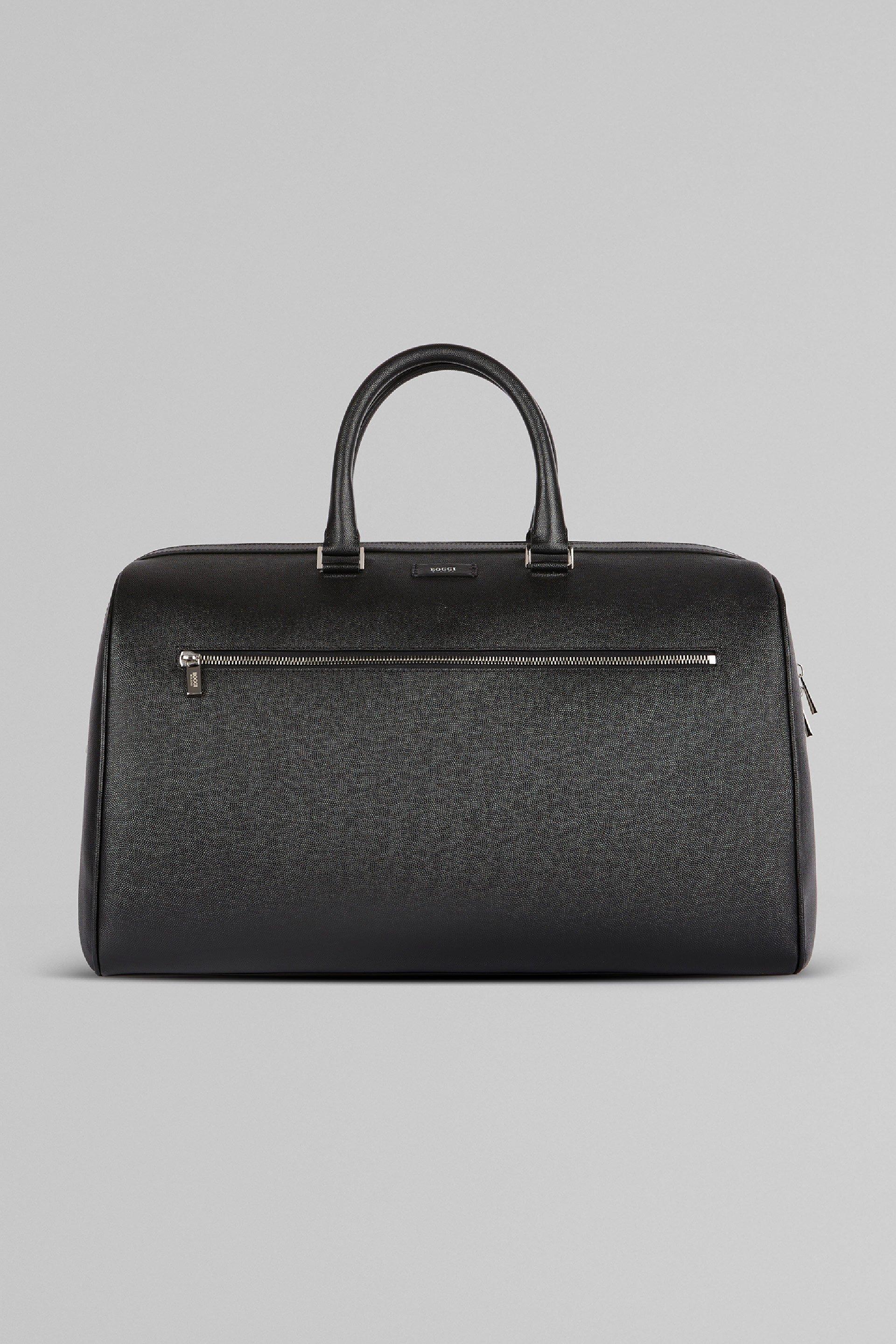 Black Caviar Leather Travel Bag, Black, large image number 2
