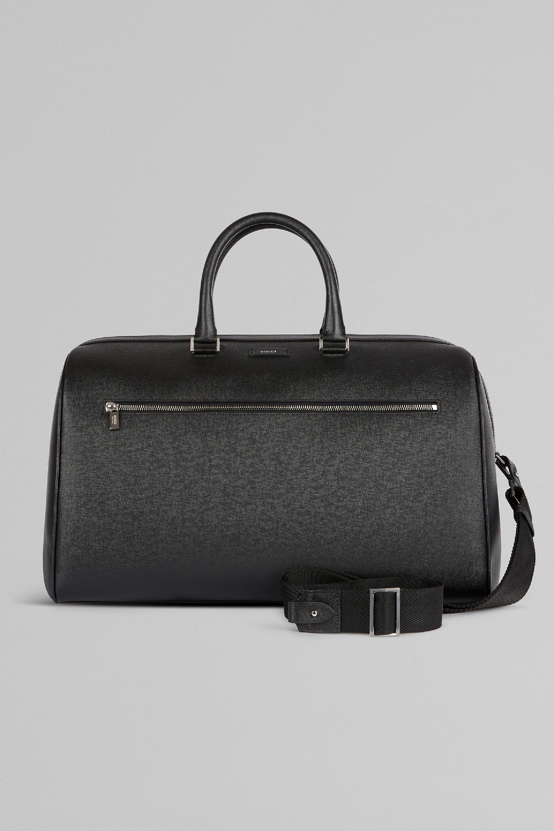 Black Caviar Leather Travel Bag, Black, large image number 6