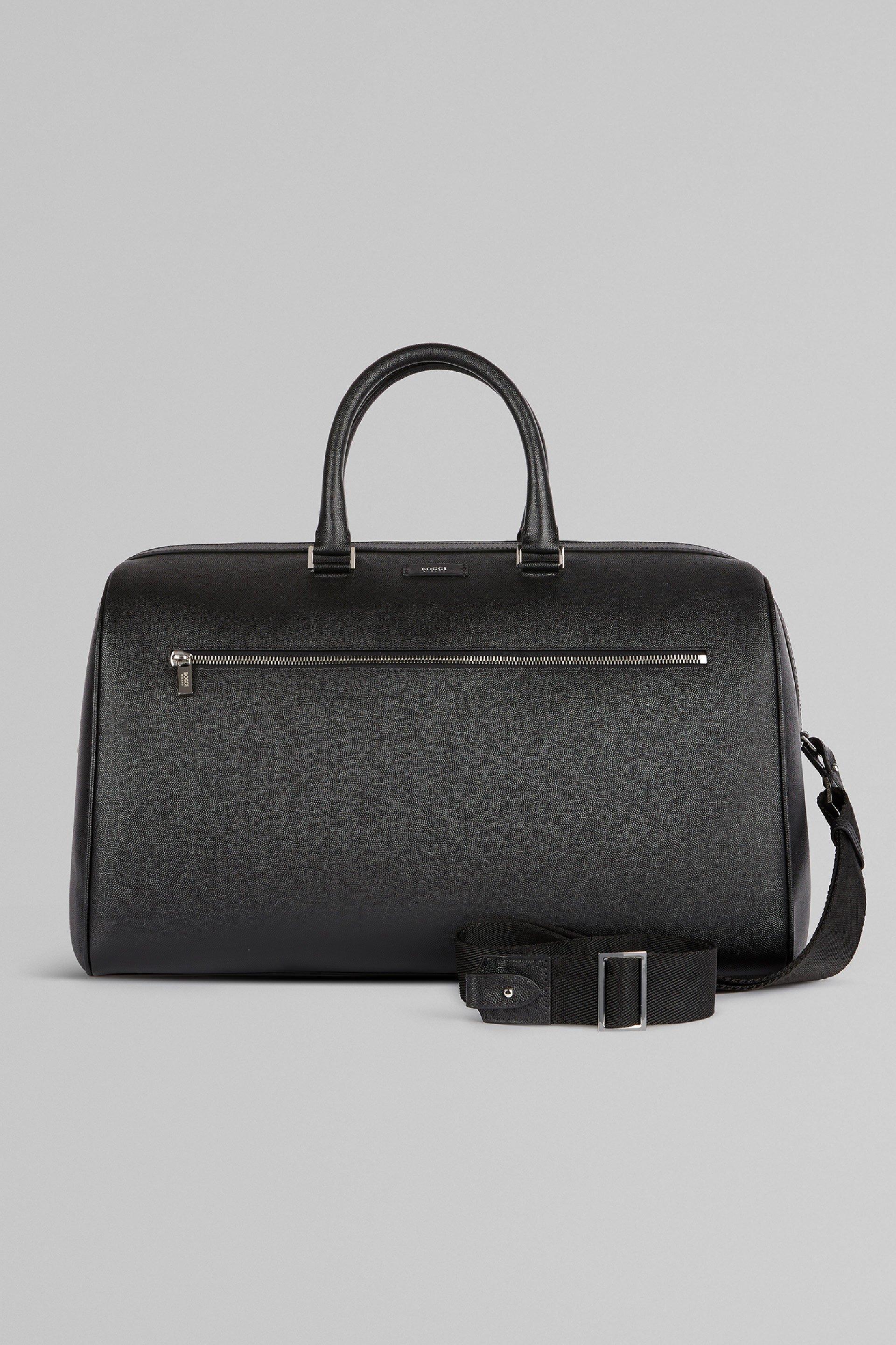 Black Caviar Leather Travel Bag, Black, large image number 7