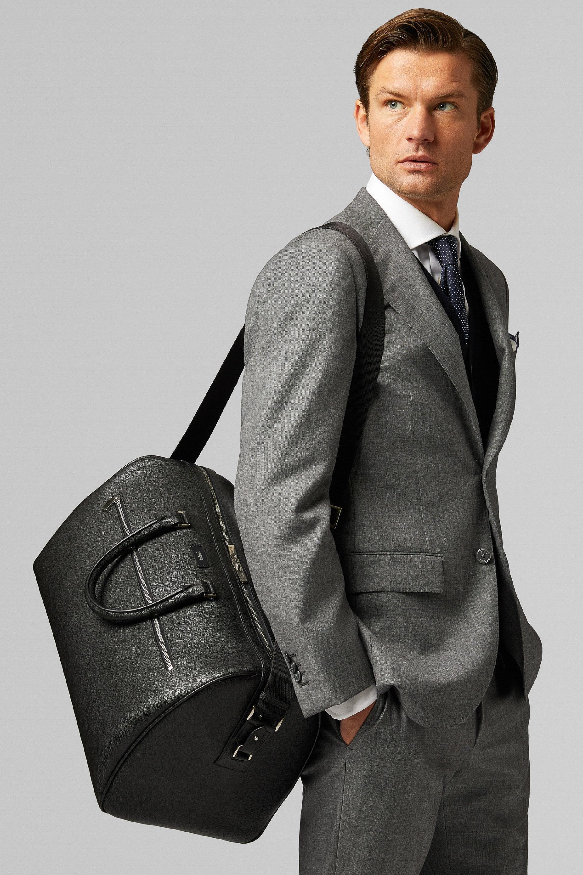 Black Caviar Leather Travel Bag, Black, large image number 12