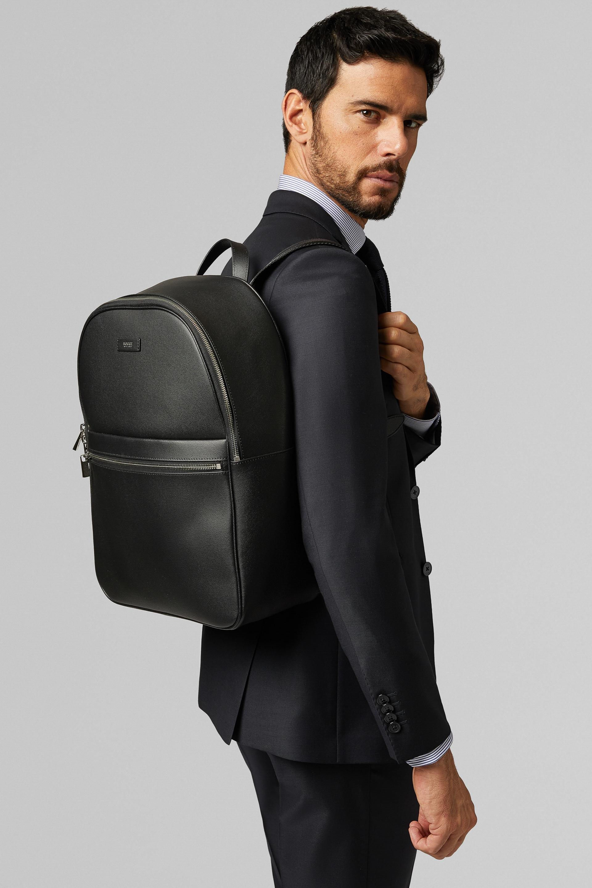 Black Caviar Leather Backpack, Black, large image number 12