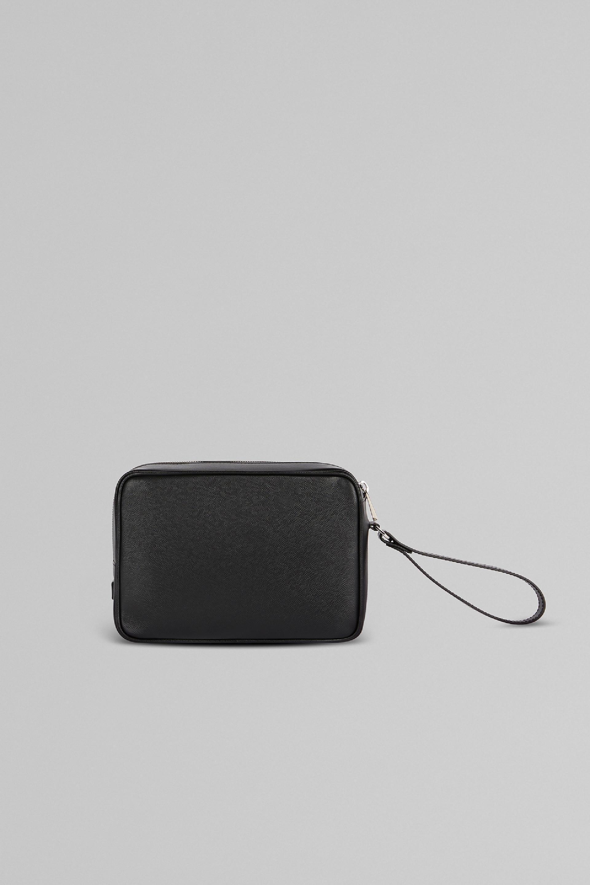 Black Caviar Leather Sponge Bag, Black, large image number 2