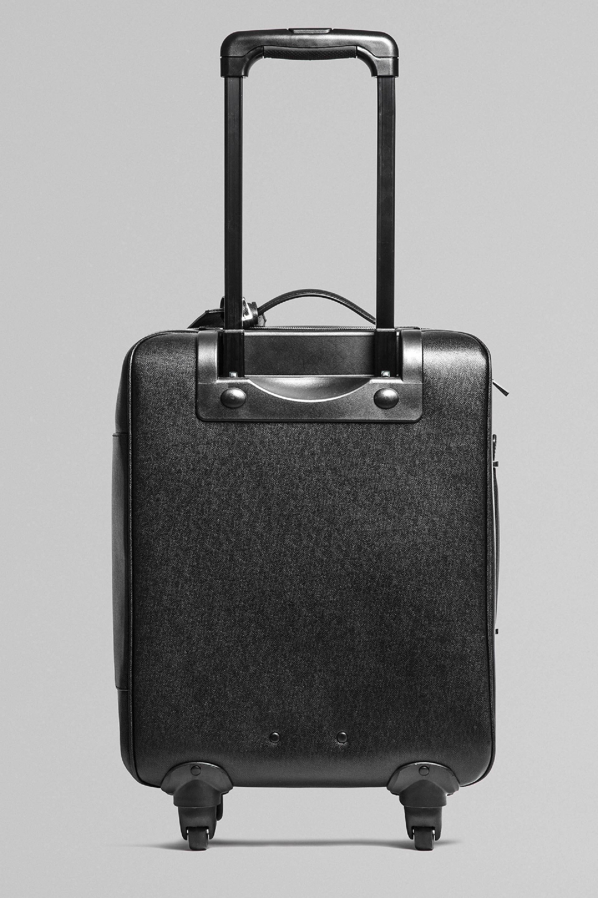 Caviar Leather Trolley Suitcase Black, Black, medium