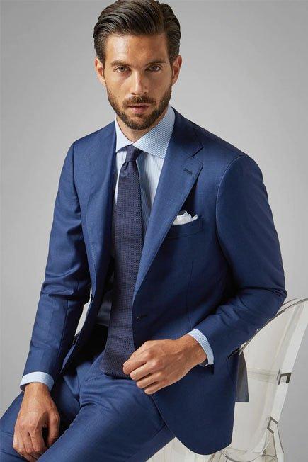 Blue Slim Wool Milano Suit Jacket, , medium