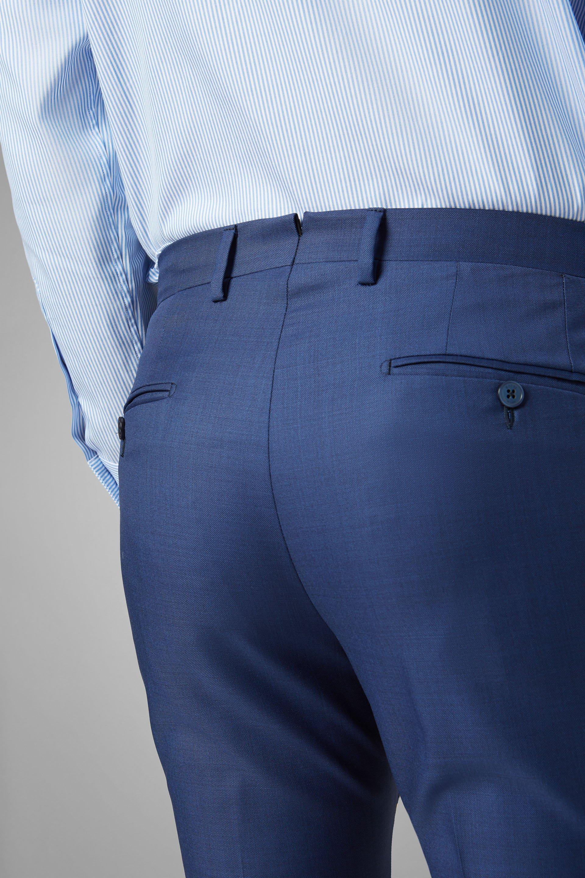 Wool Travel Suit Trousers Grey, Blue, large image number 6