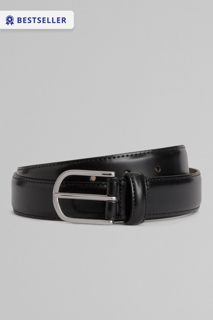 Boggi Milano - Black Saddle-Stitched Leather Belt
