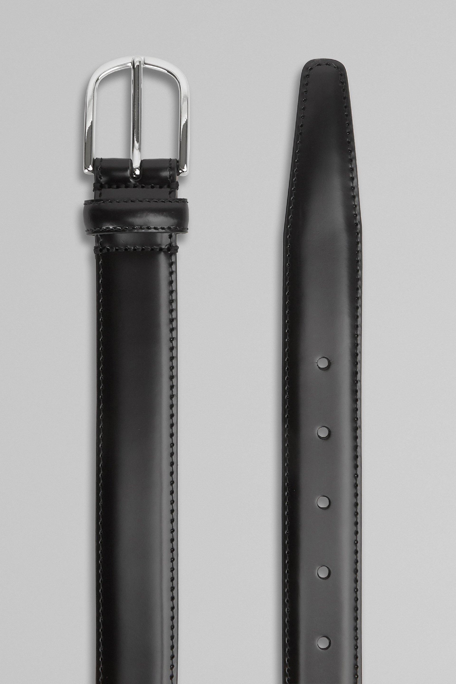 Black Saddle-Stitched Leather Belt, , large image number 2