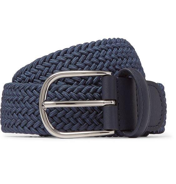 Viscose Mix Stretch Woven Belt Blue, Navy blue, medium