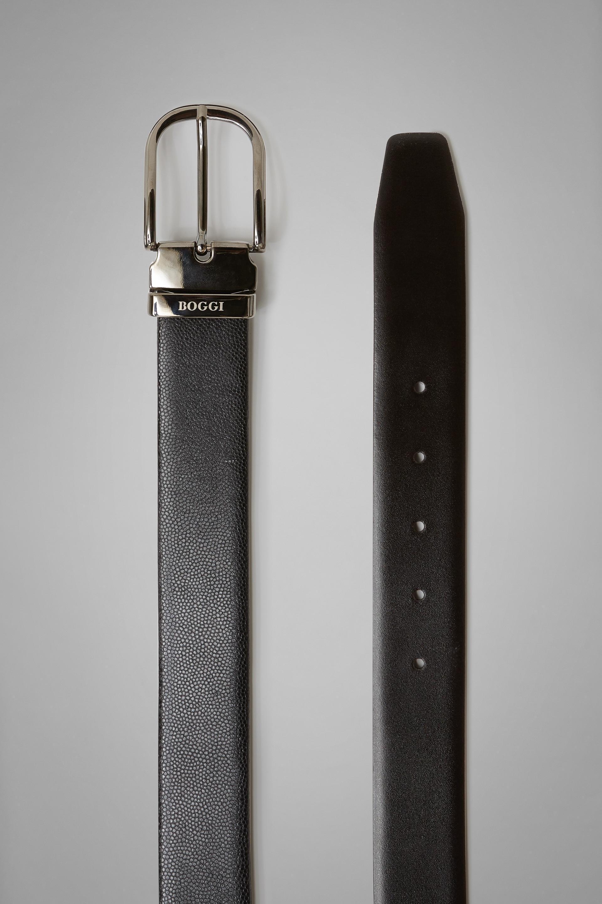 Reversible Caviar Leather Belt, Black - Dark brown, large image number 1