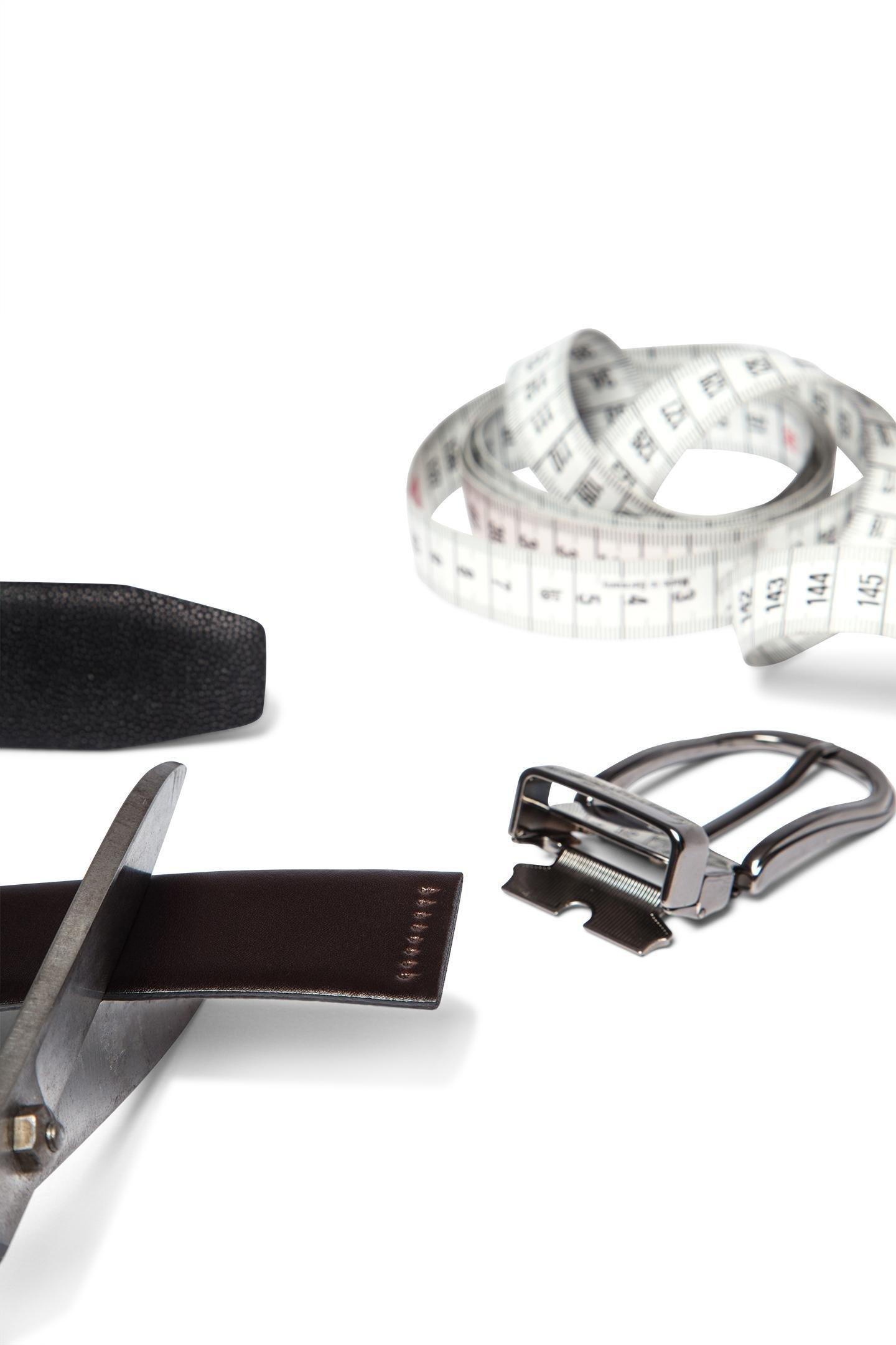 Reversible Caviar Leather Belt, Black - Dark brown, large image number 4