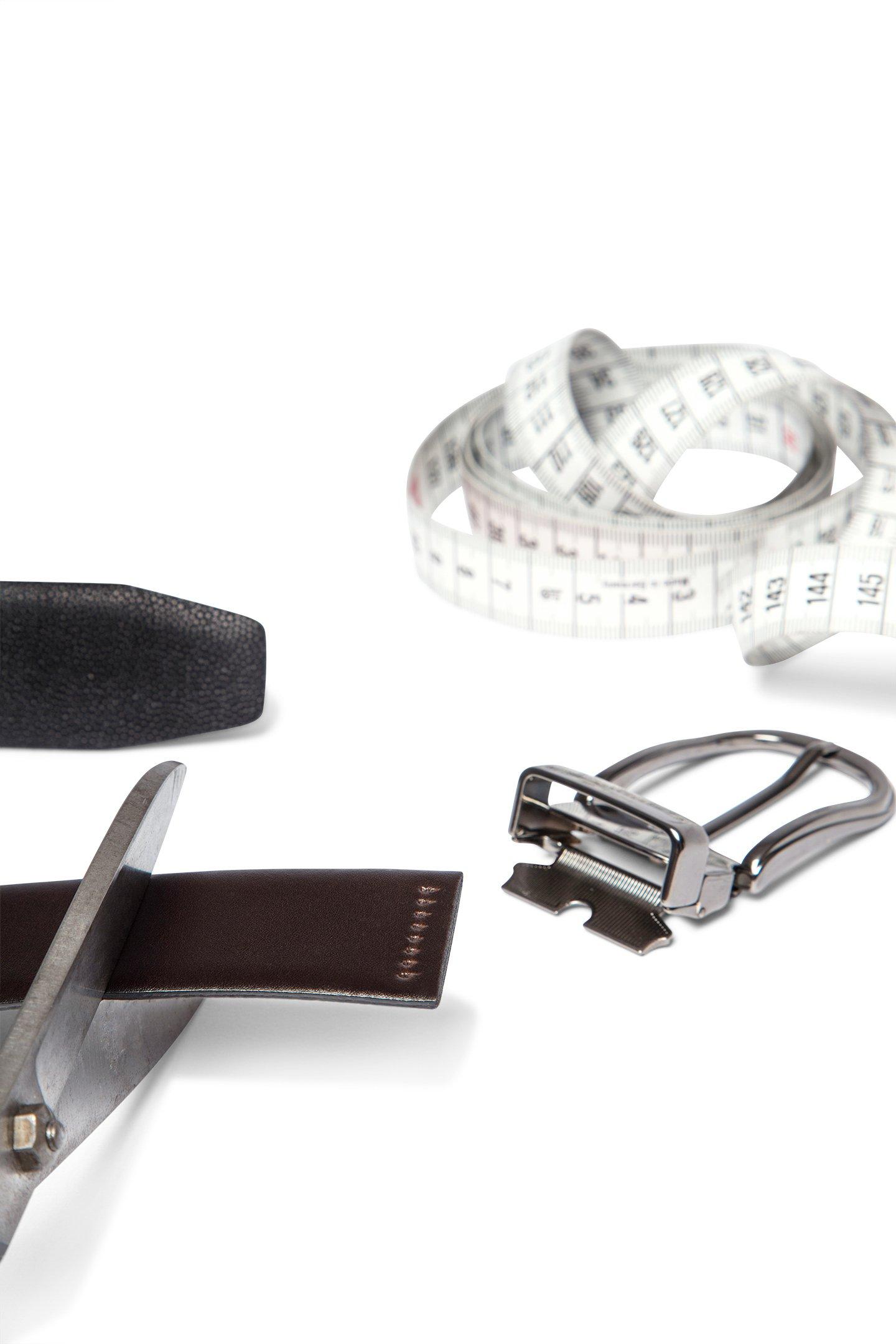 Reversible Caviar Leather Belt, Black - Dark brown, large image number 5