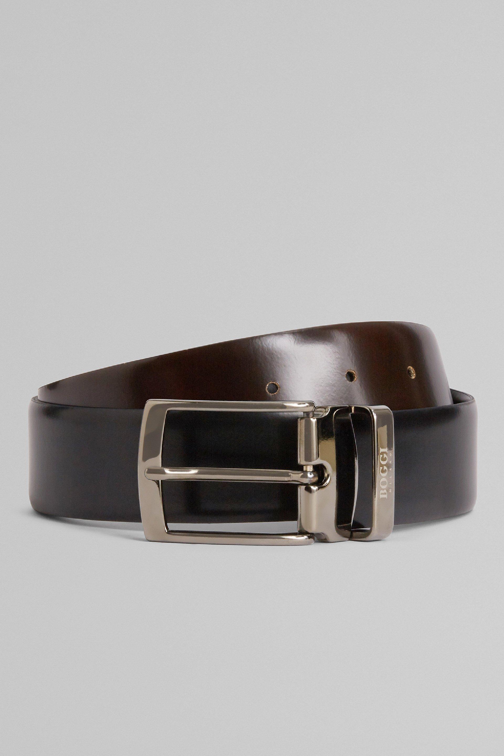 Black Reversible Glossy Leather Belt, , large image number 0