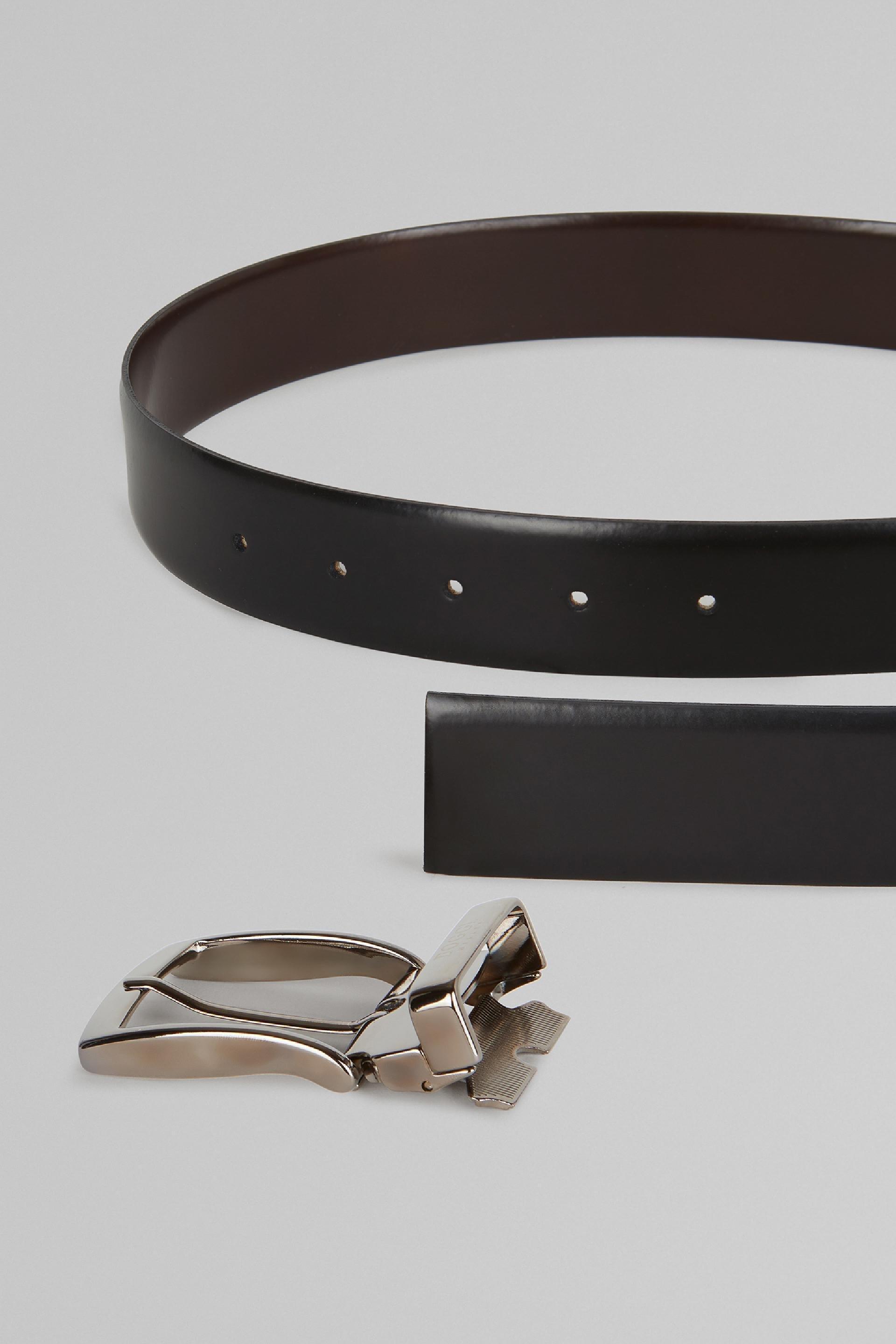 Black Reversible Glossy Leather Belt, , large image number 3