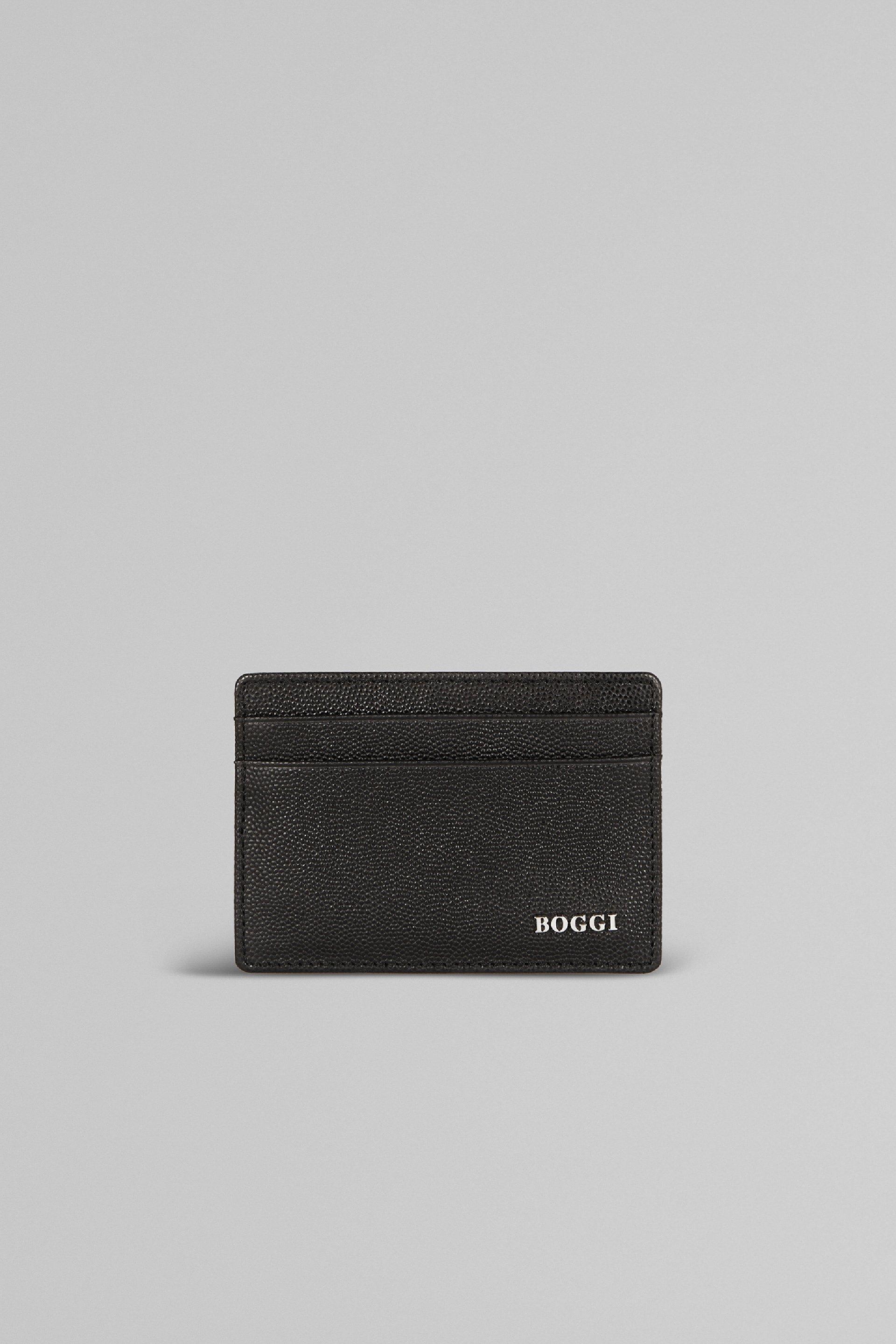 Black Caviar Leather Card Holder, Black, large image number 0