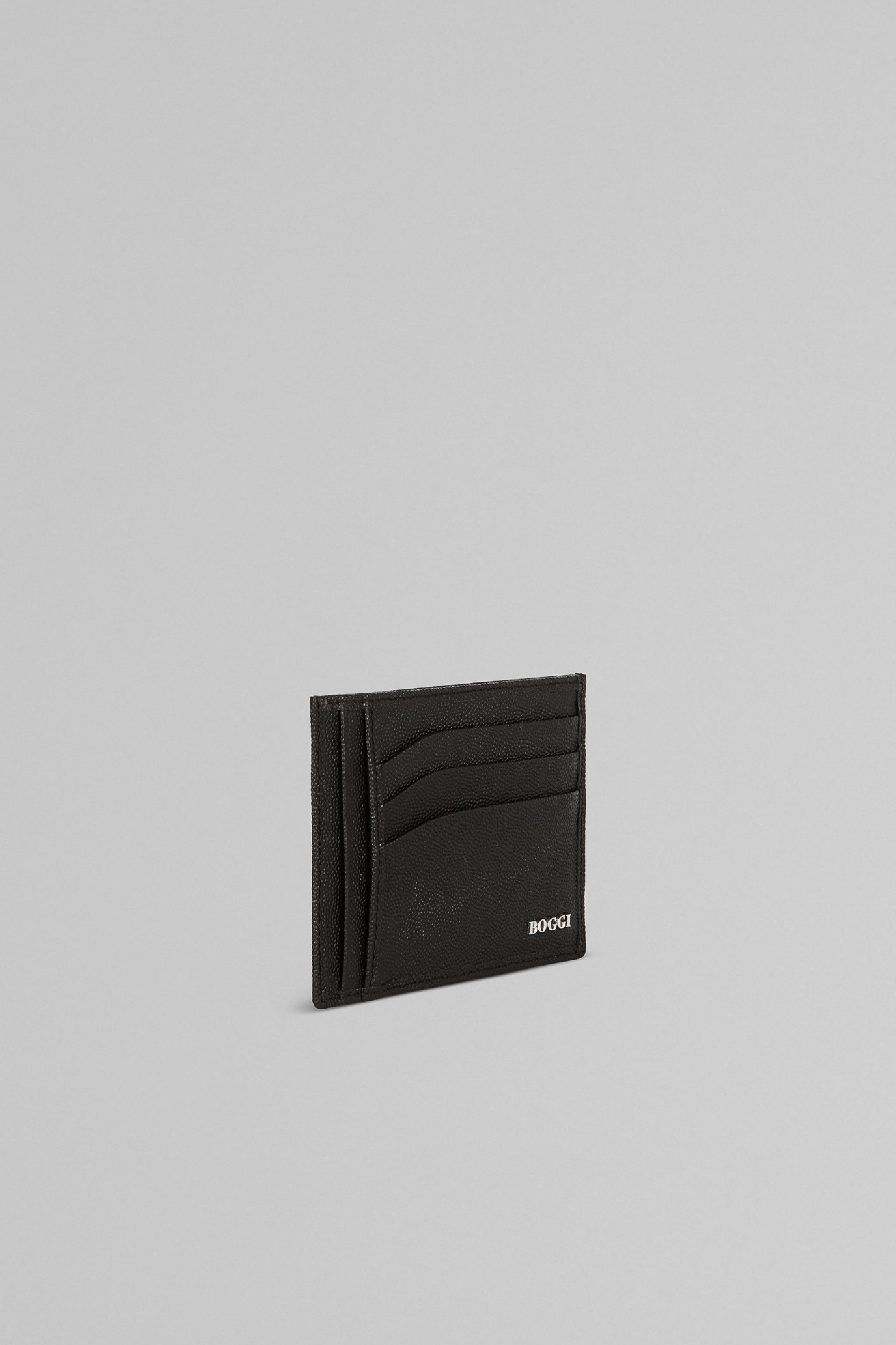 Black Caviar Leather Card Holder, Black, large image number 0
