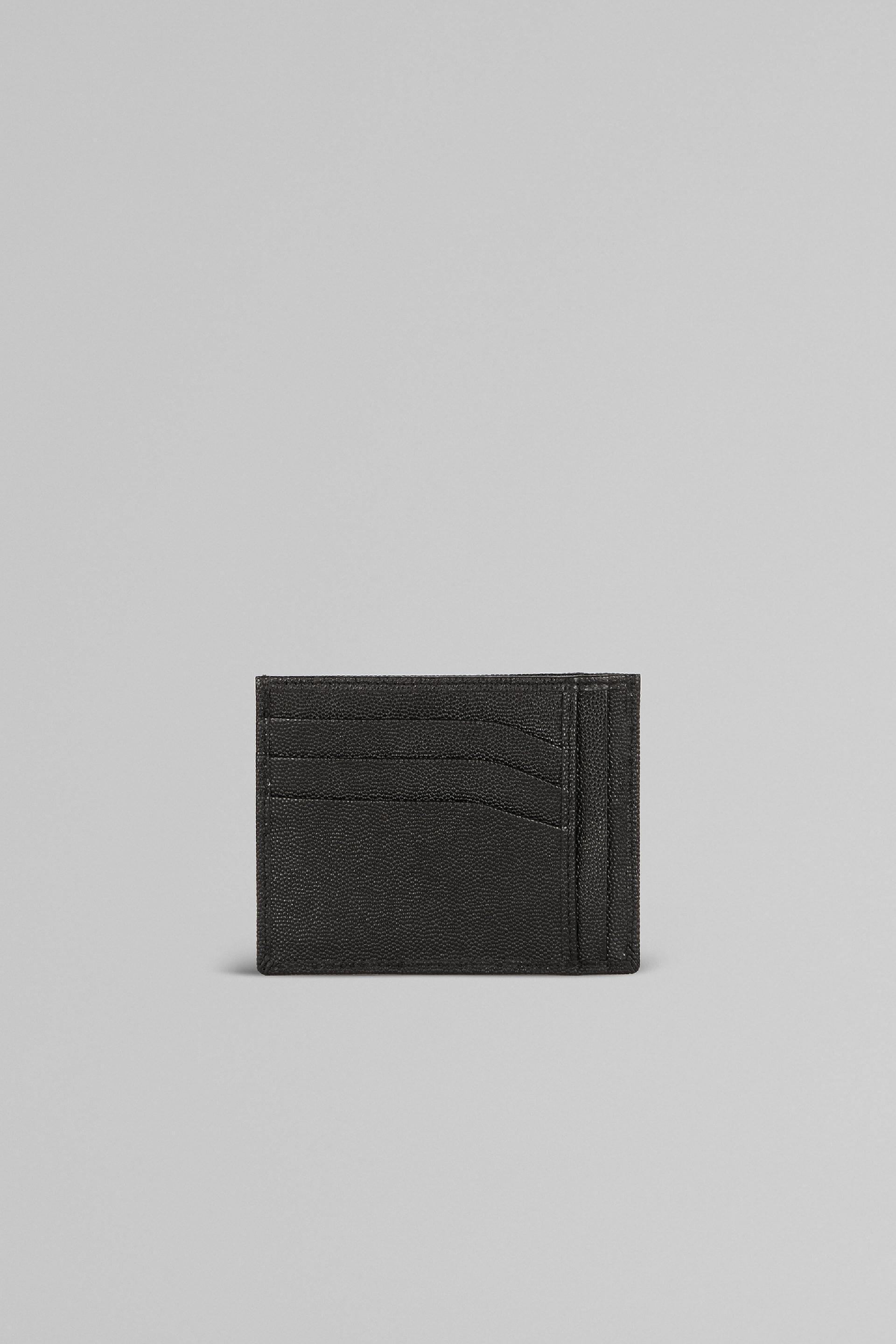 Black Caviar Leather Card Holder, Black, large image number 1