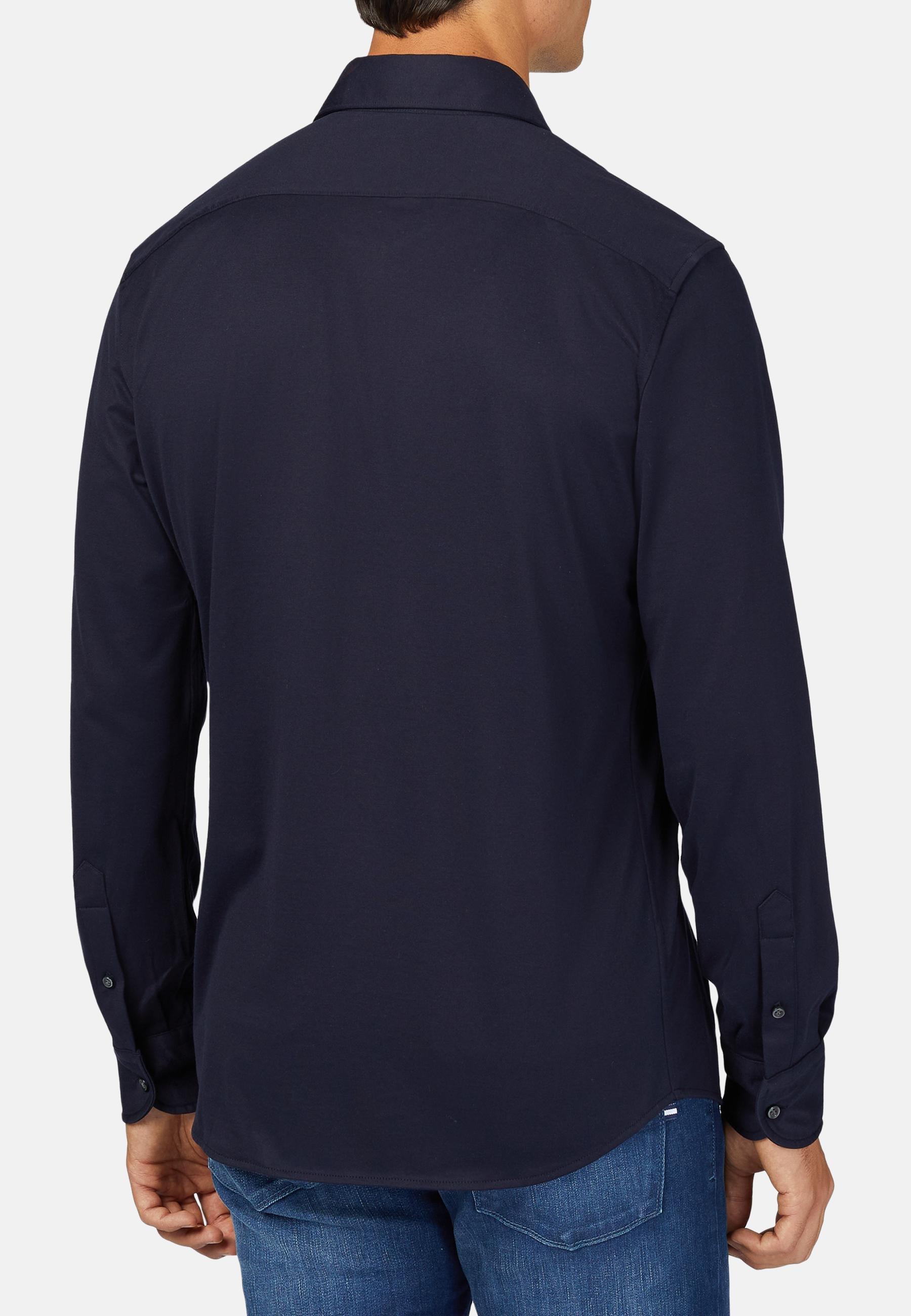 قميص بولو جيرسي قطني بقصة ضيقة باللون الأزرق, Navy blue, large image number 4