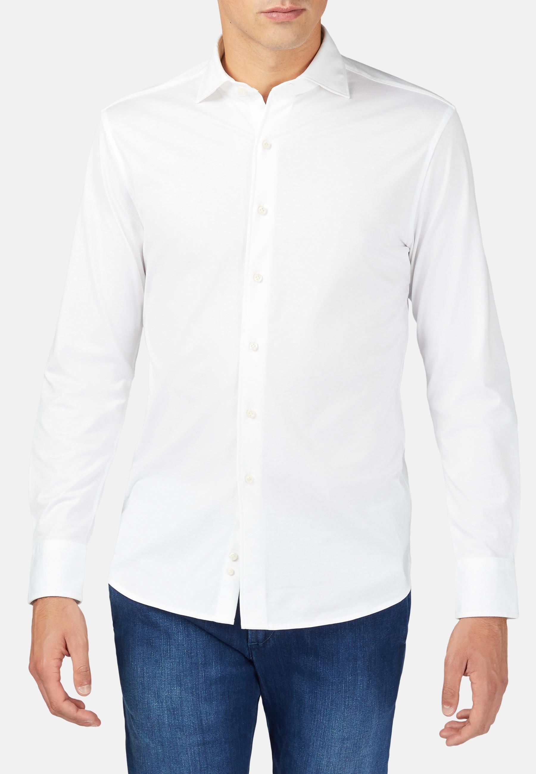 White Cotton Jersey Slim Polo Shirt, 3901_BCO, large image number 1