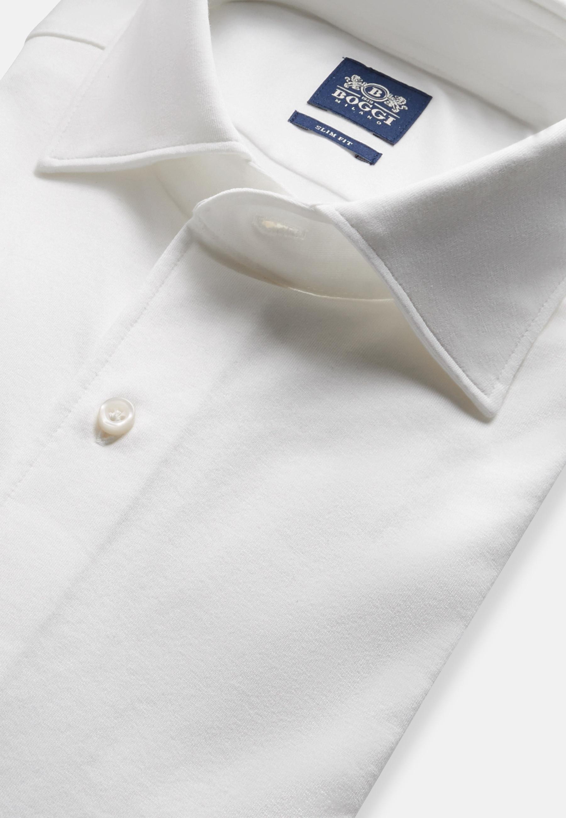 White Cotton Jersey Slim Polo Shirt, , large image number 3