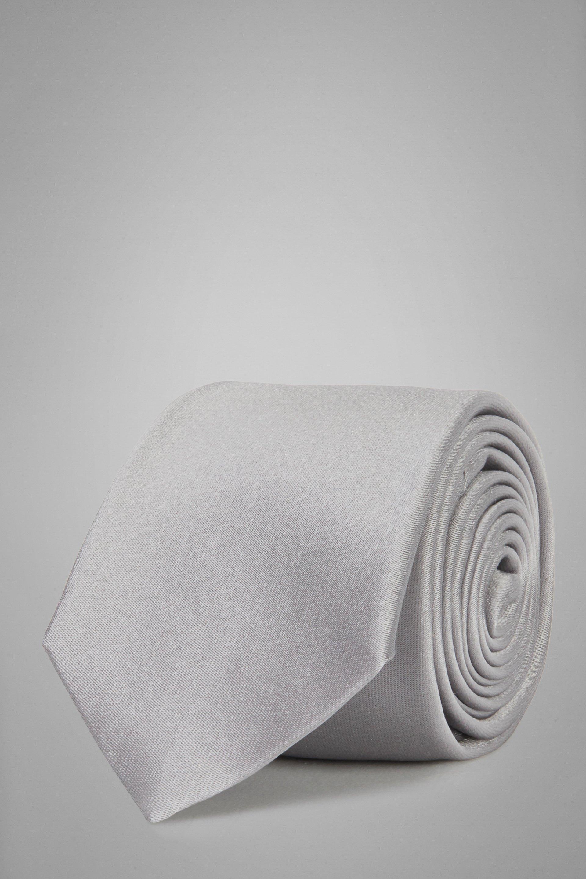 Silver Silk Tie, Silver, large image number 0