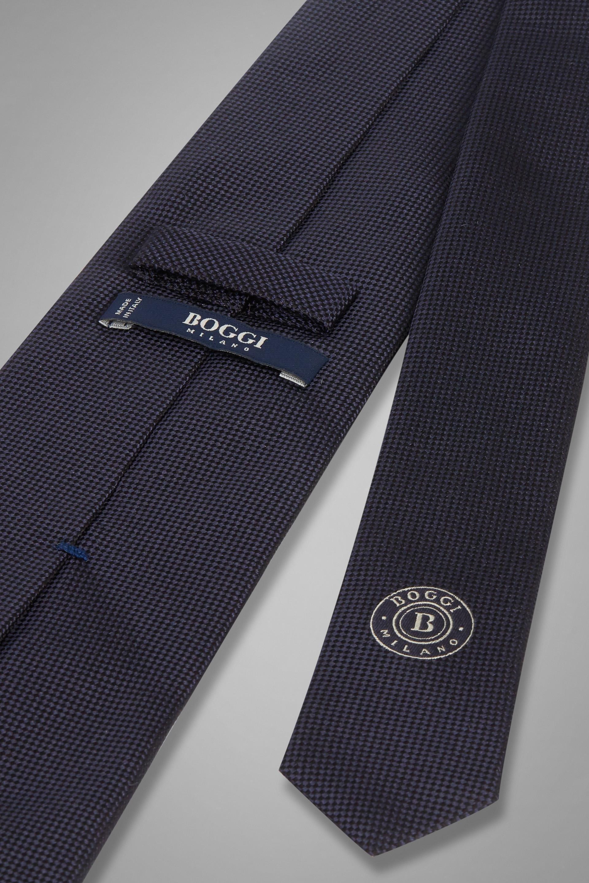 Blue Silk Jacquard Tie, Navy blue, large image number 1